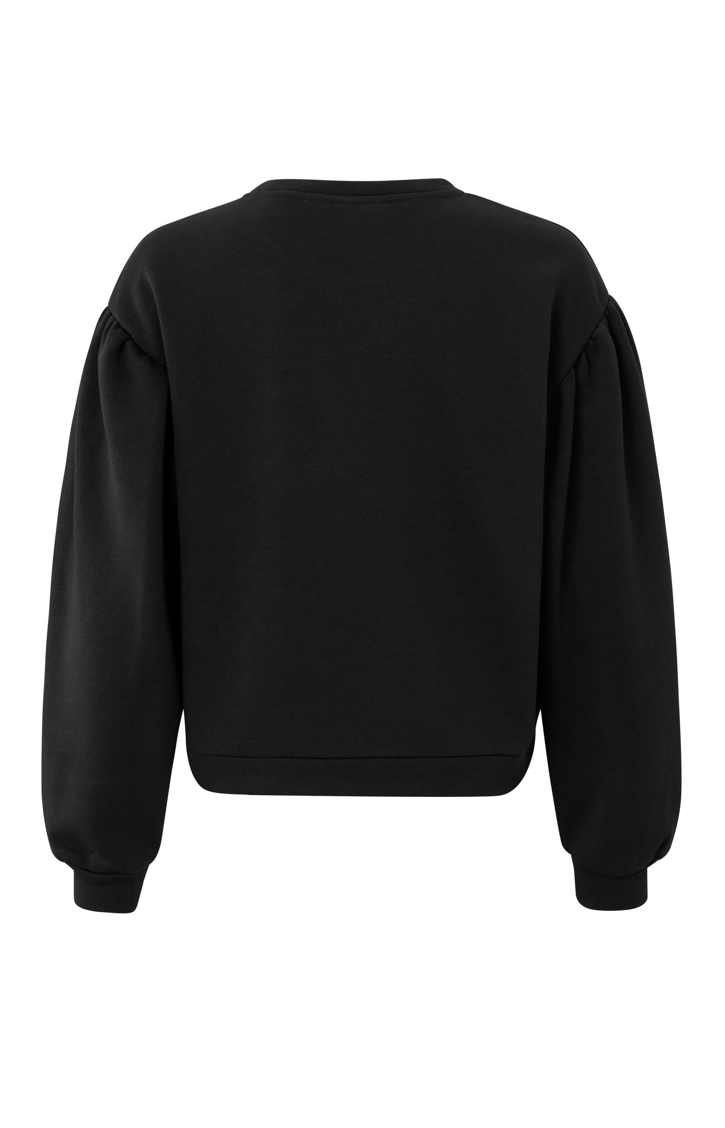 Sweatshirt with crewneck and long puff sleeves