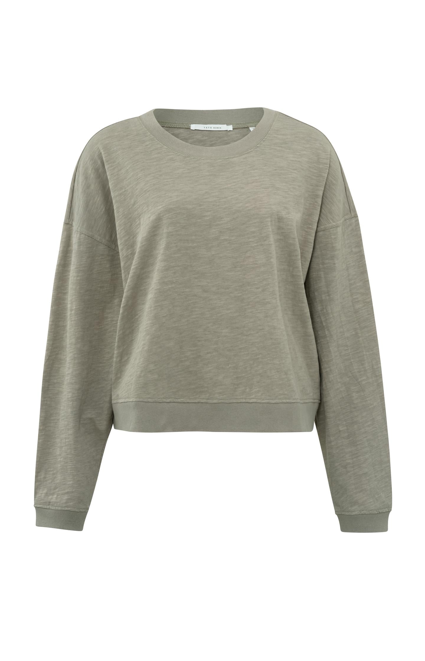 Sweatshirt with crewneck, long sleeves and slub effect - Type: product