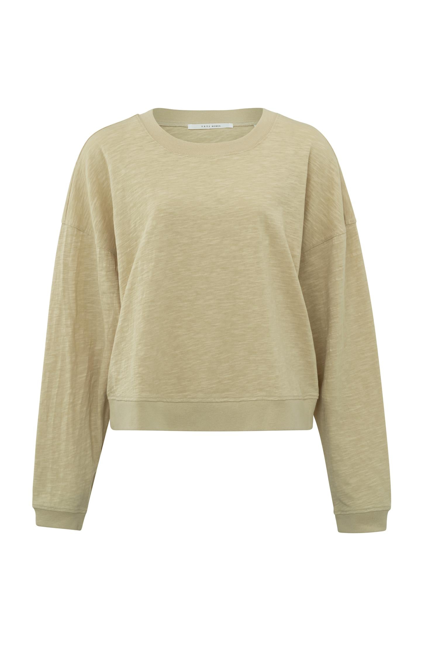 Sweatshirt with crewneck, long sleeves and slub effect - Type: product