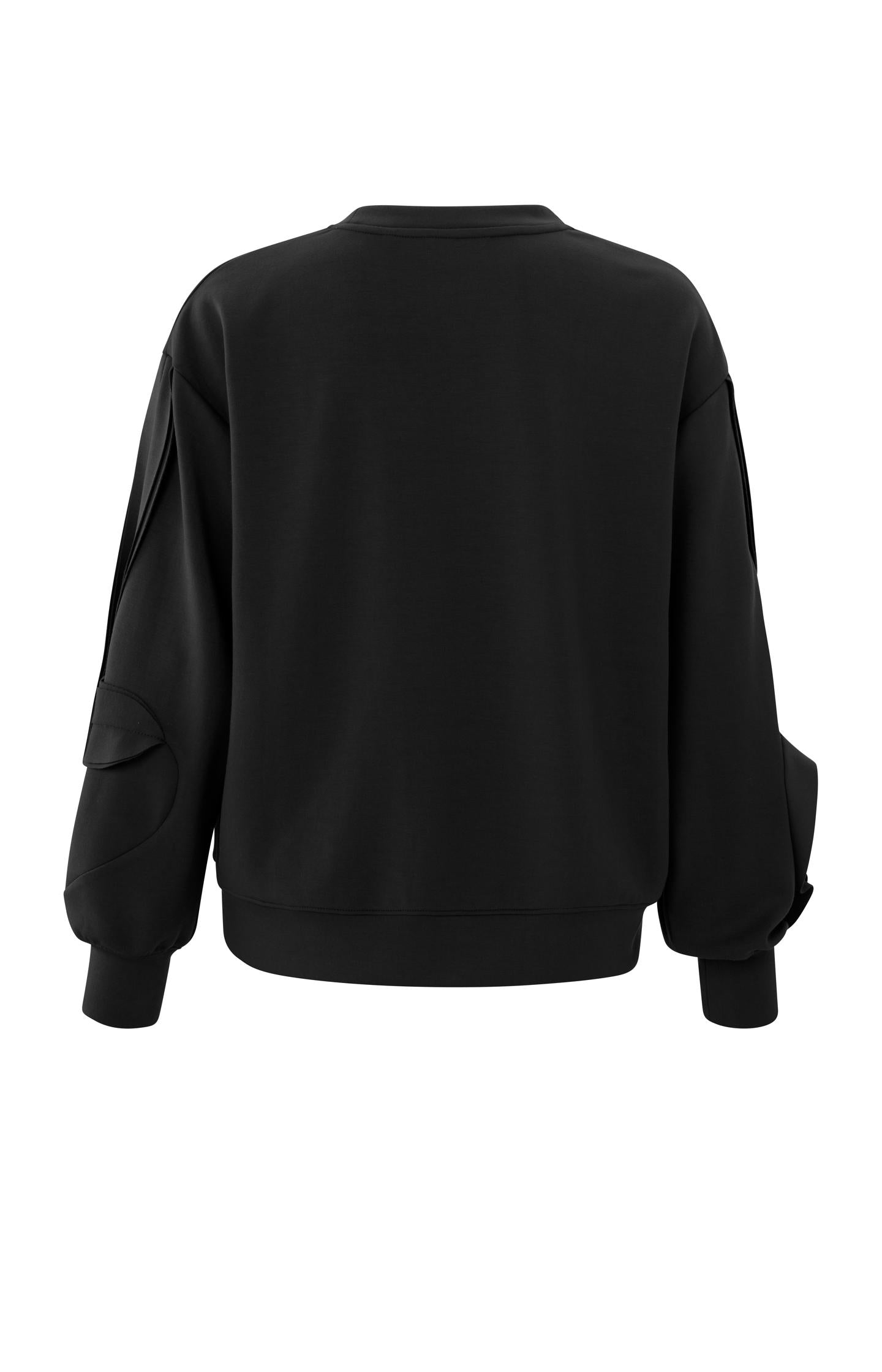 Sweatshirt with crewneck, puff sleeves and ruffle detail