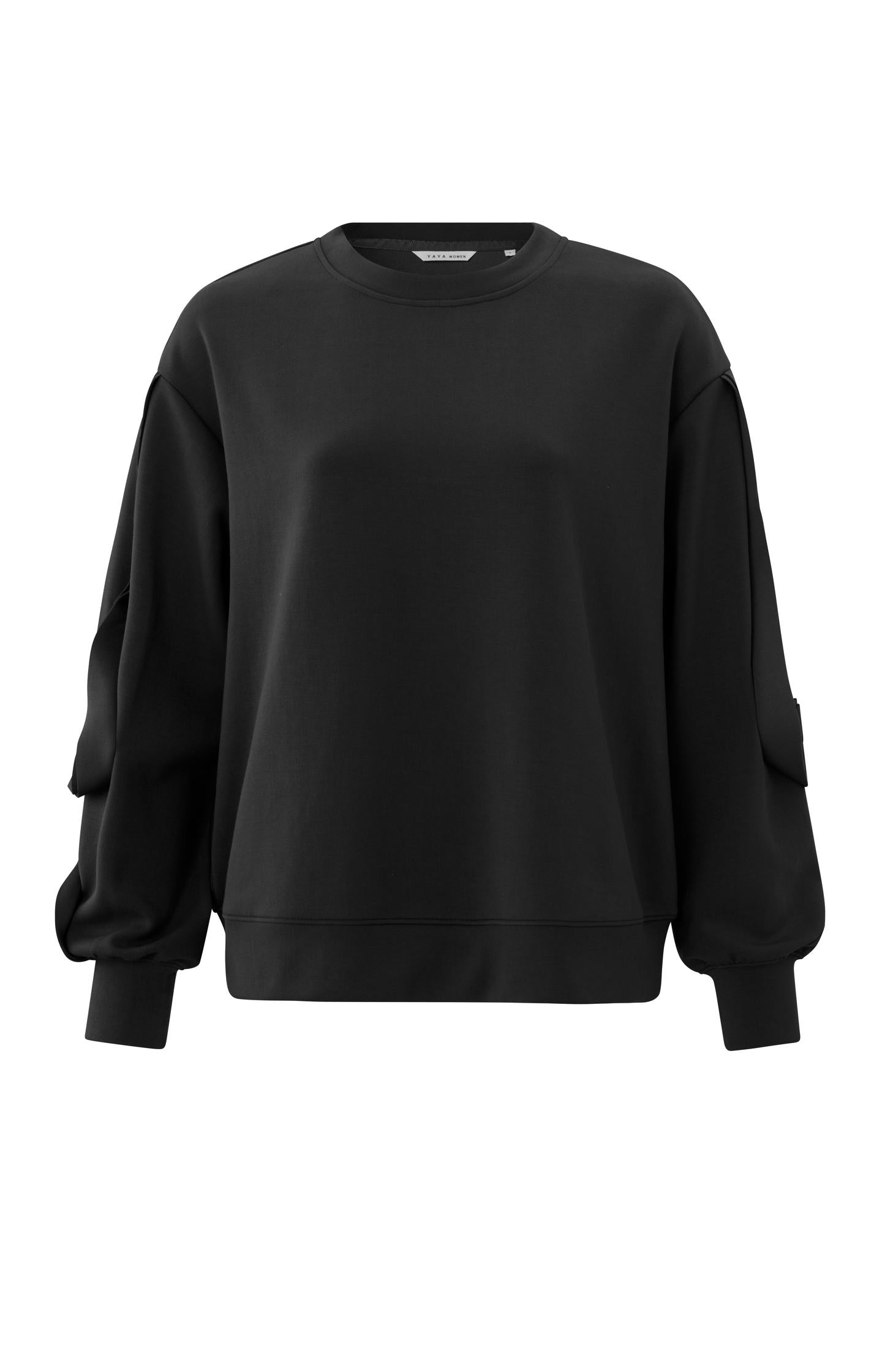 Sweatshirt with crewneck, puff sleeves and ruffle detail - Type: product