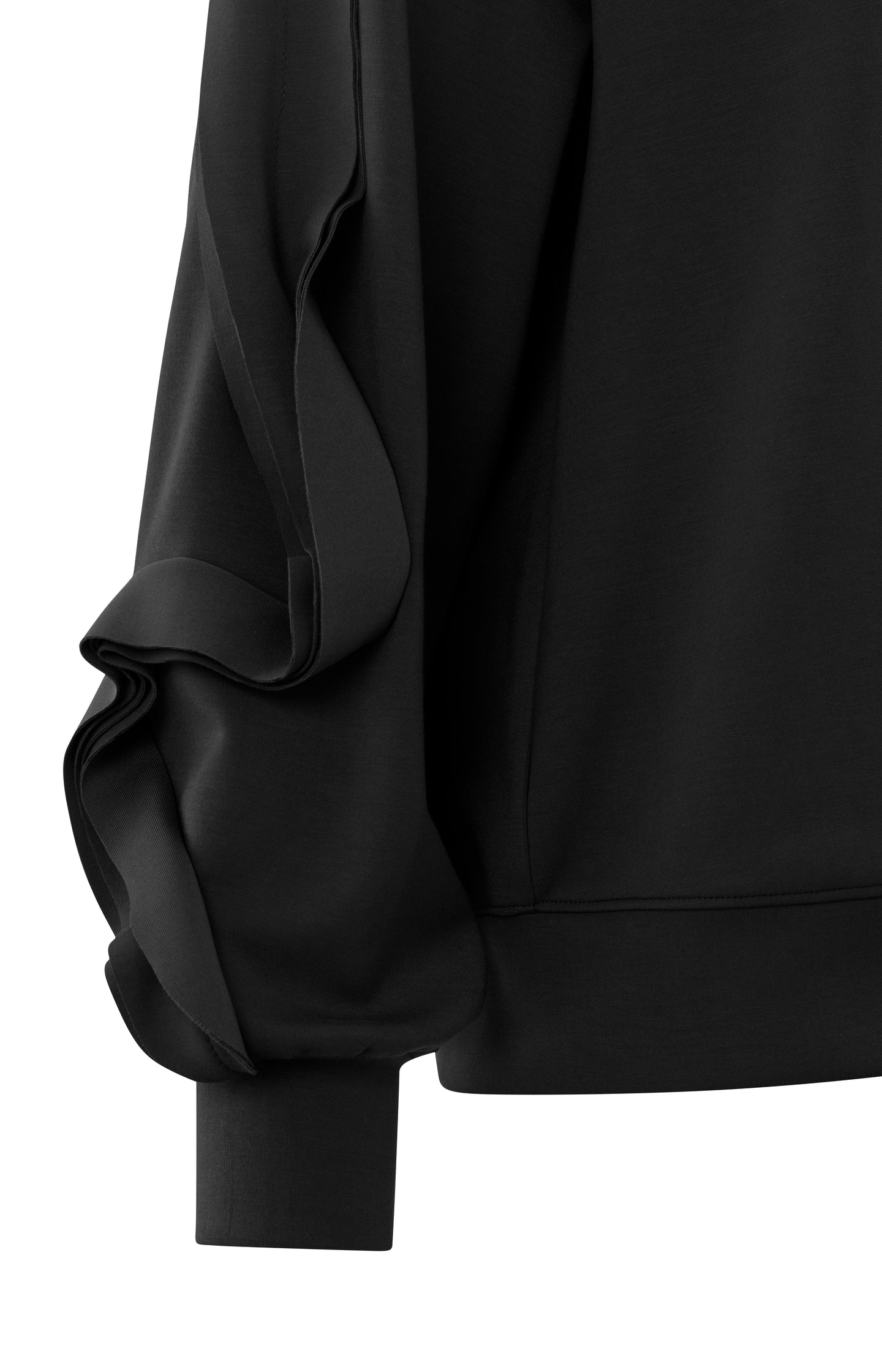 Sweatshirt with crewneck, puff sleeves and ruffle detail