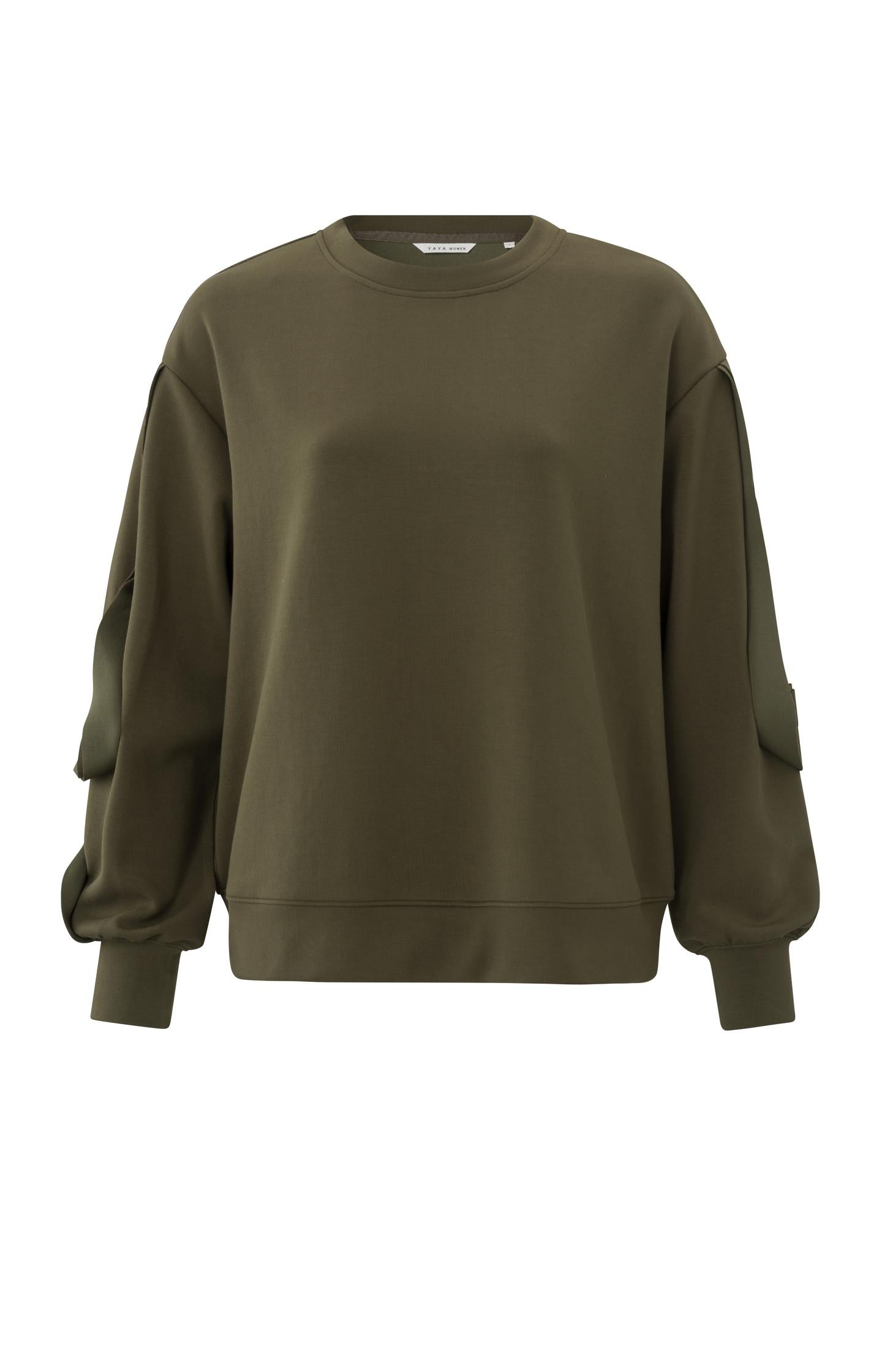 Sweatshirt with crewneck, puff sleeves and ruffle detail - Type: product