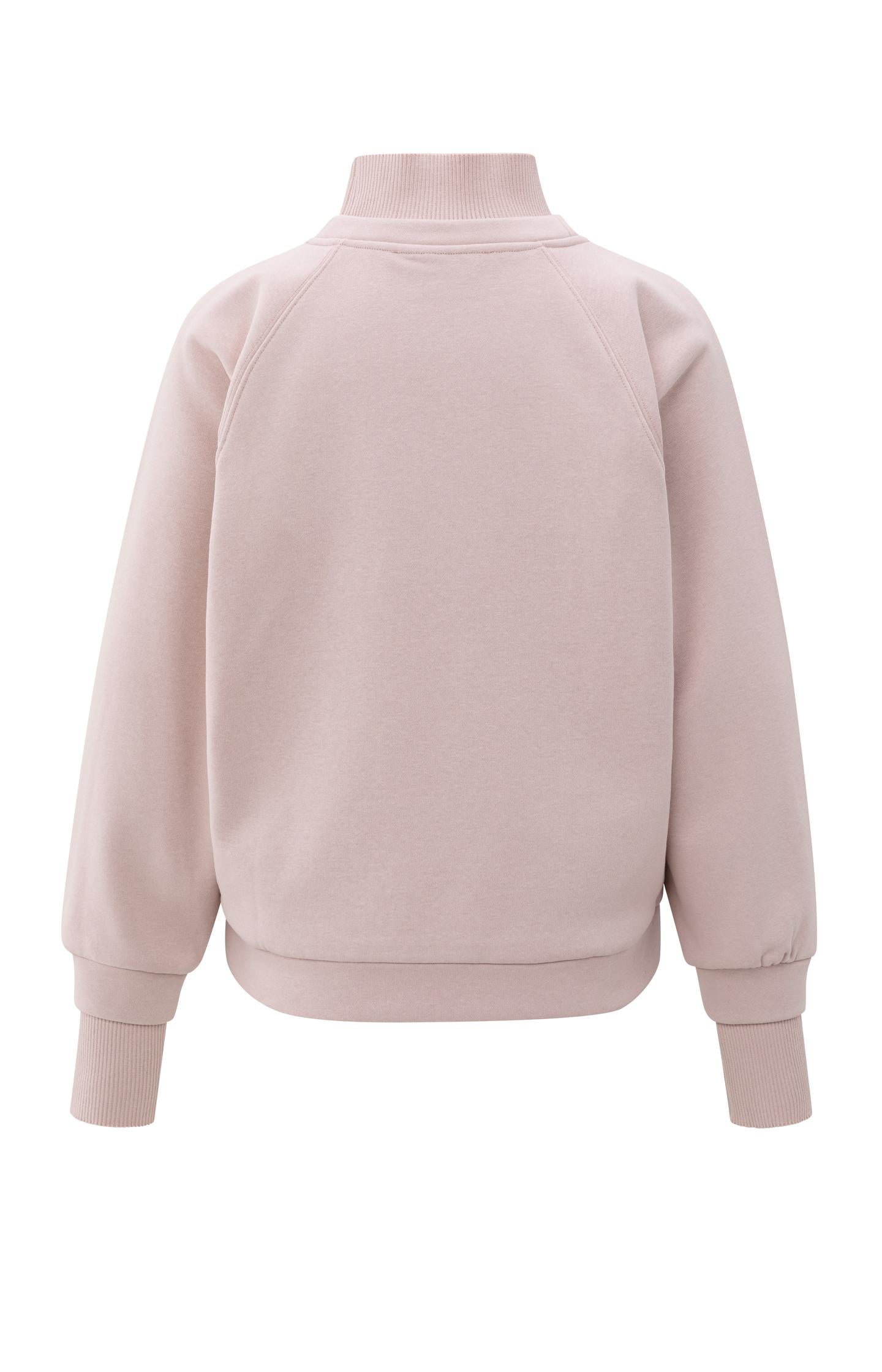 Sweatshirt with high ribbed collar and extended cuffs