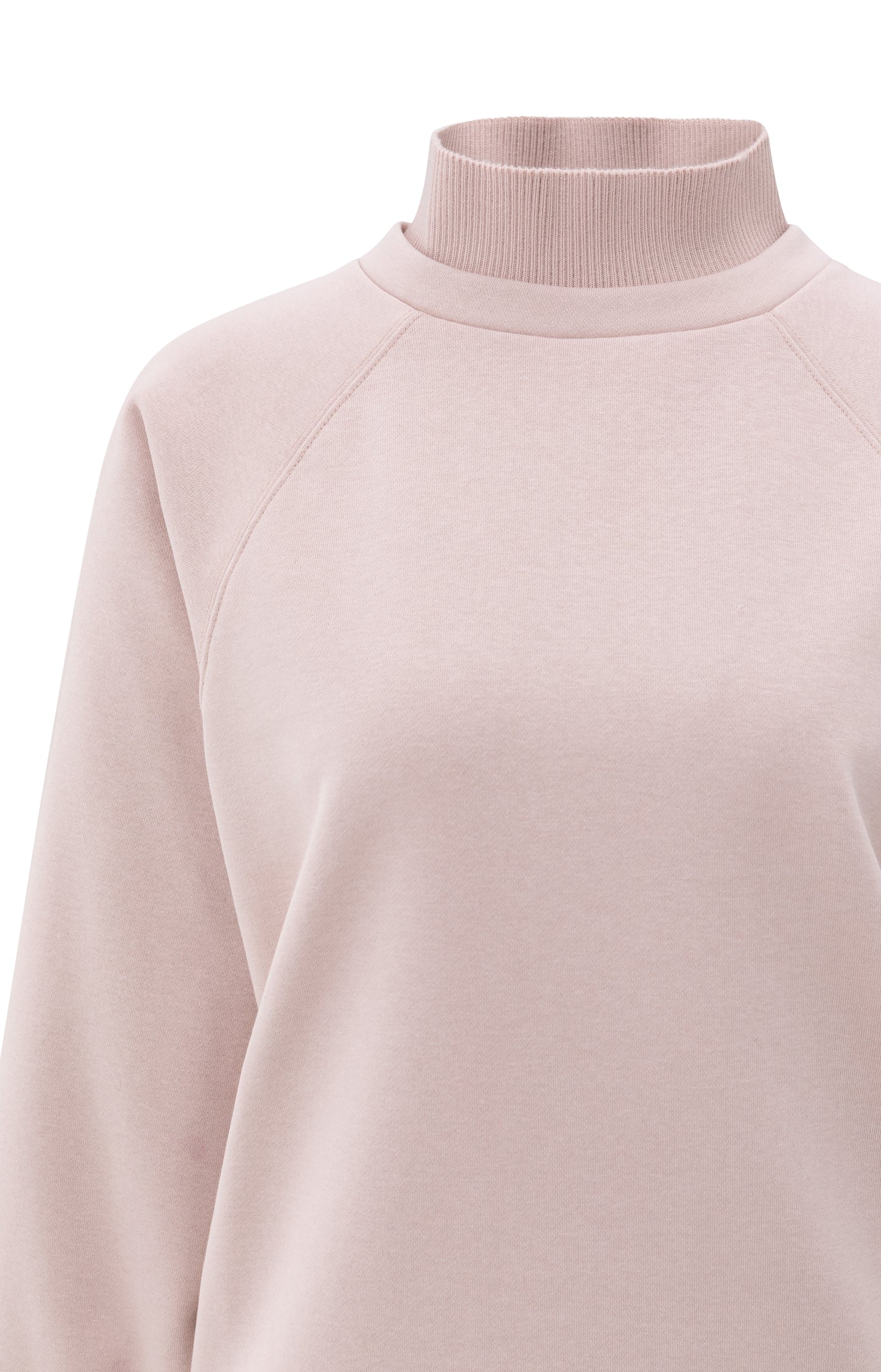 Sweatshirt with high ribbed collar and extended cuffs