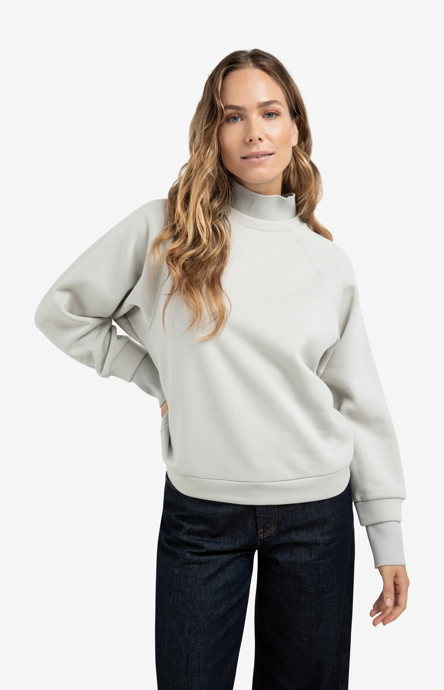 Sweatshirt with high ribbed collar and extended cuffs - Type: lookbook