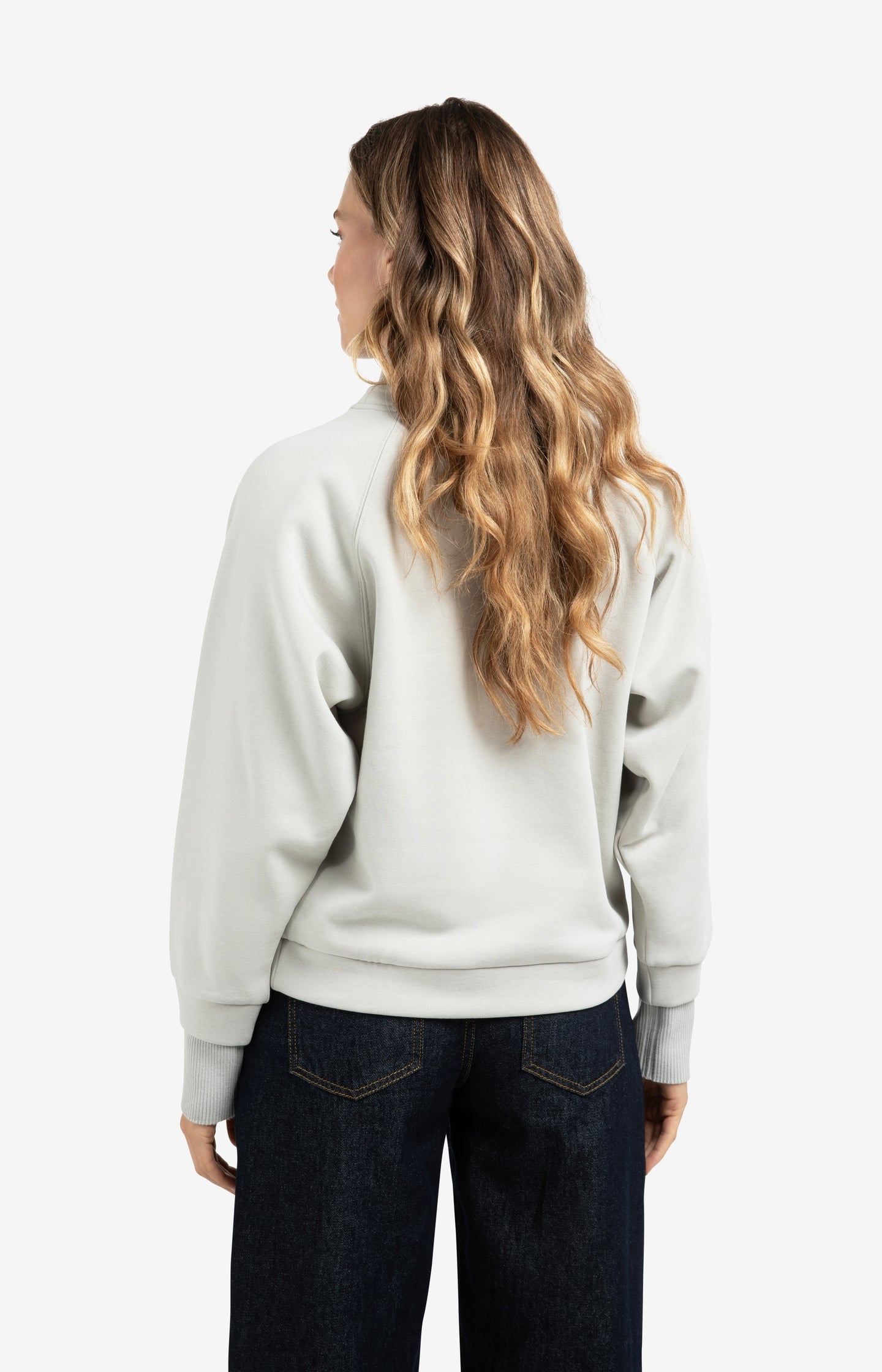 Sweatshirt with high ribbed collar and extended cuffs