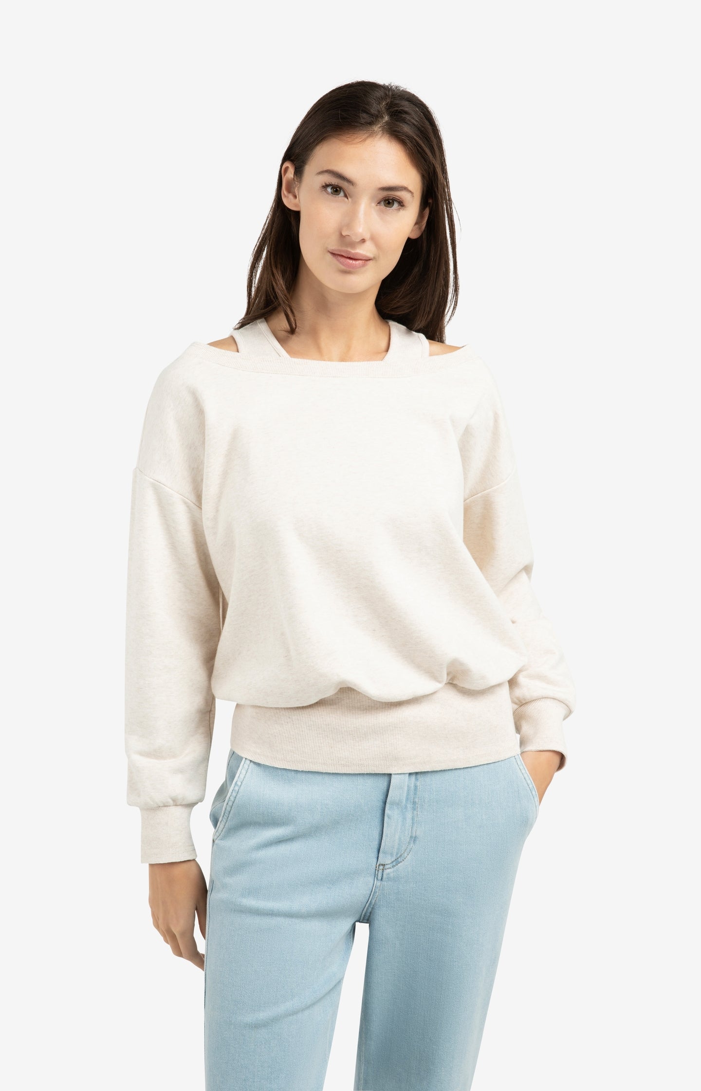 Sweatshirt with layered neckline detail