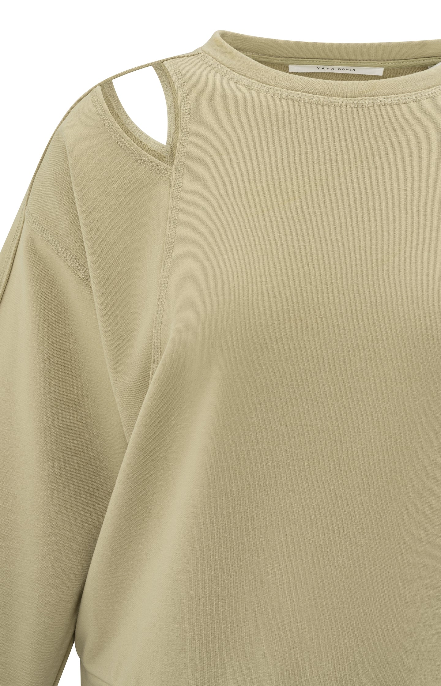 Sweatshirt with open shoulder details and round neckline