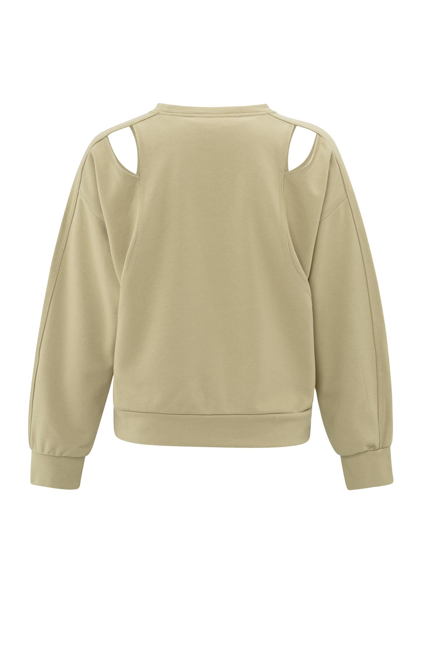 Sweatshirt with open shoulder details and round neckline