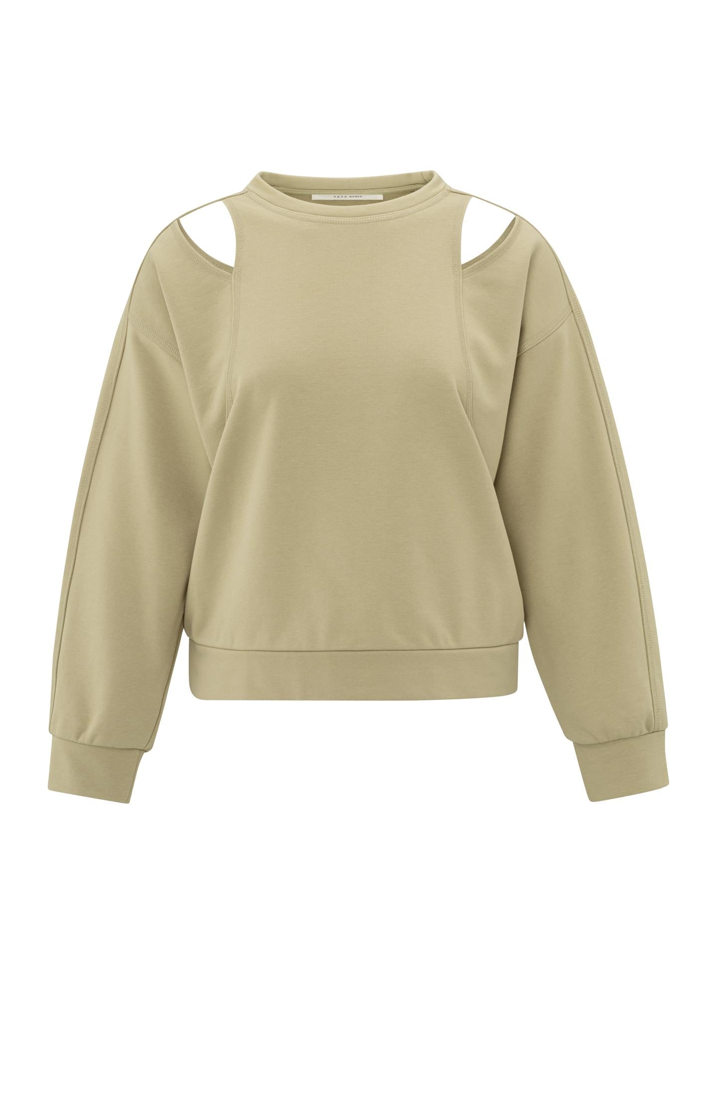 Sweatshirt with open shoulder details and round neckline - Type: product