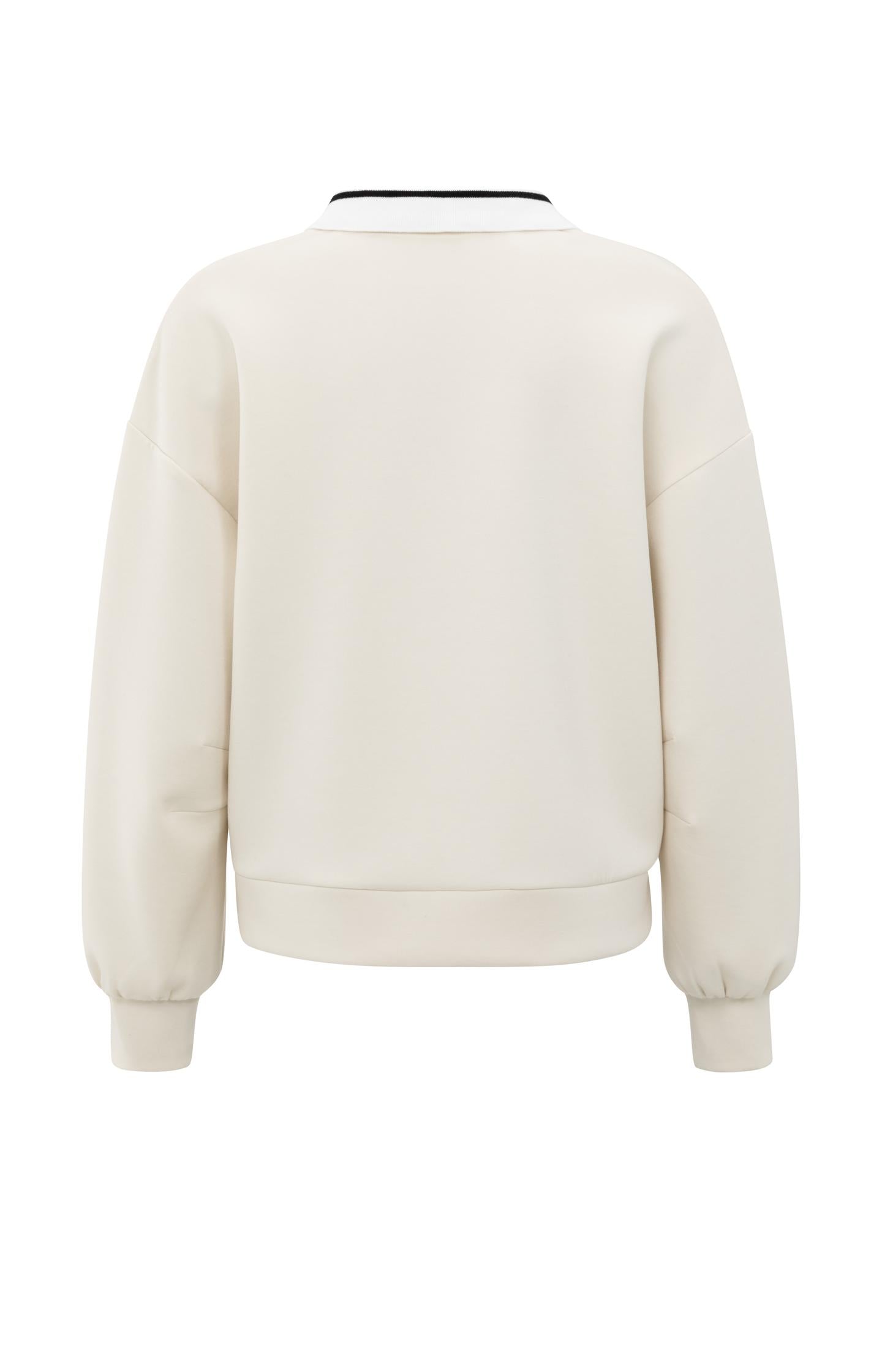 Sweatshirt with polo collar and V-neck