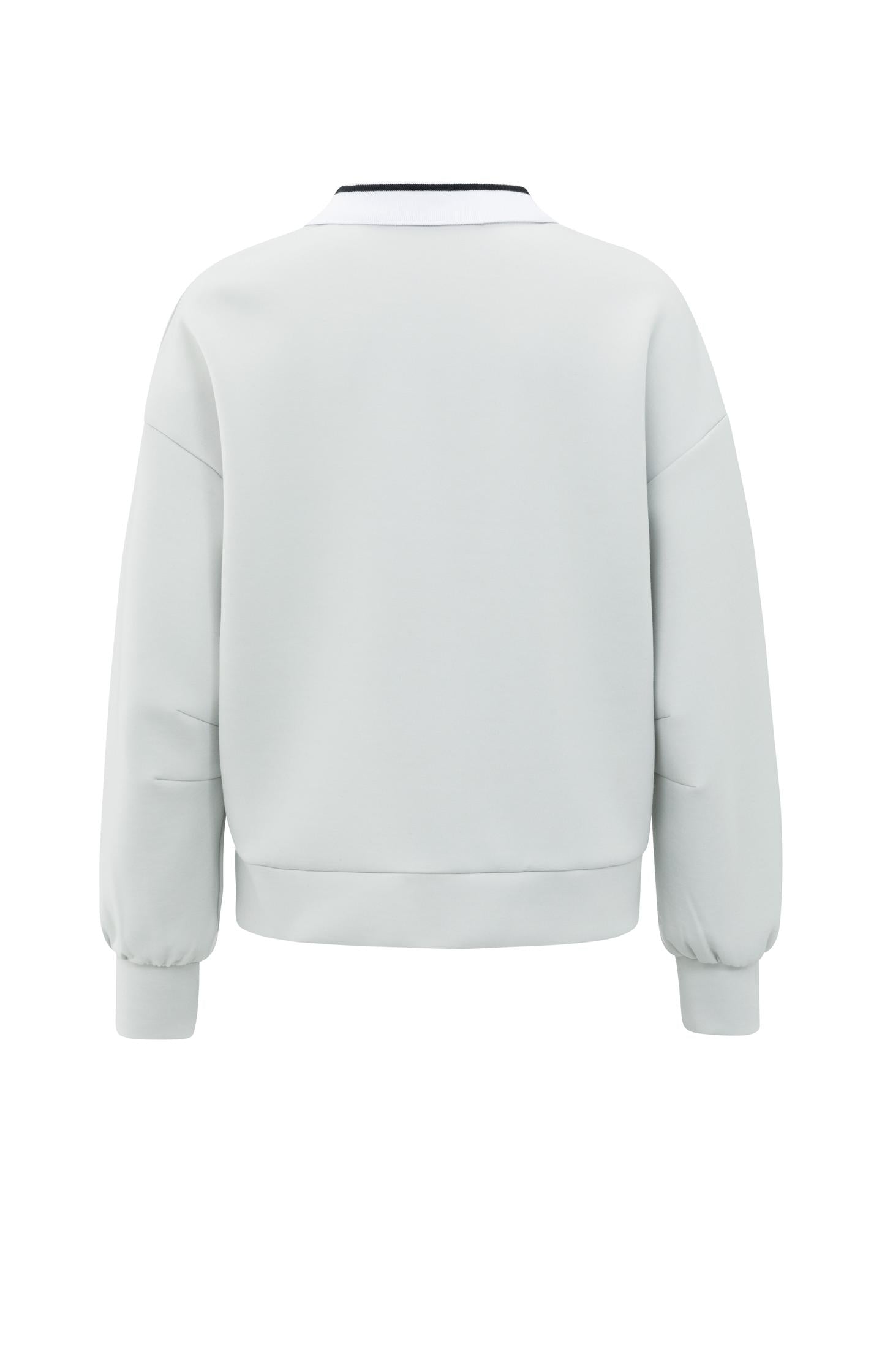 Sweatshirt with polo collar and V-neck