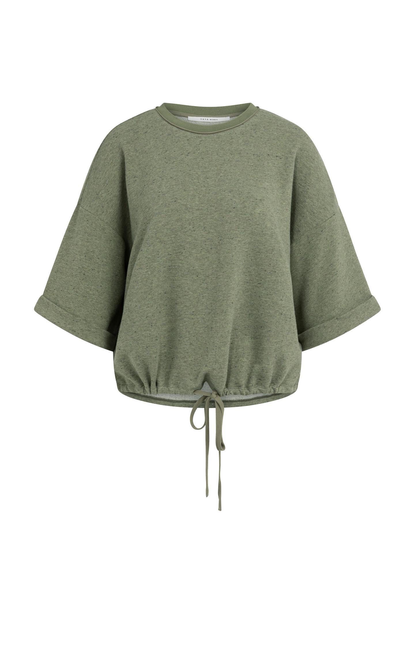 Sweatshirt with rolled cuffs and drawcord - Type: product