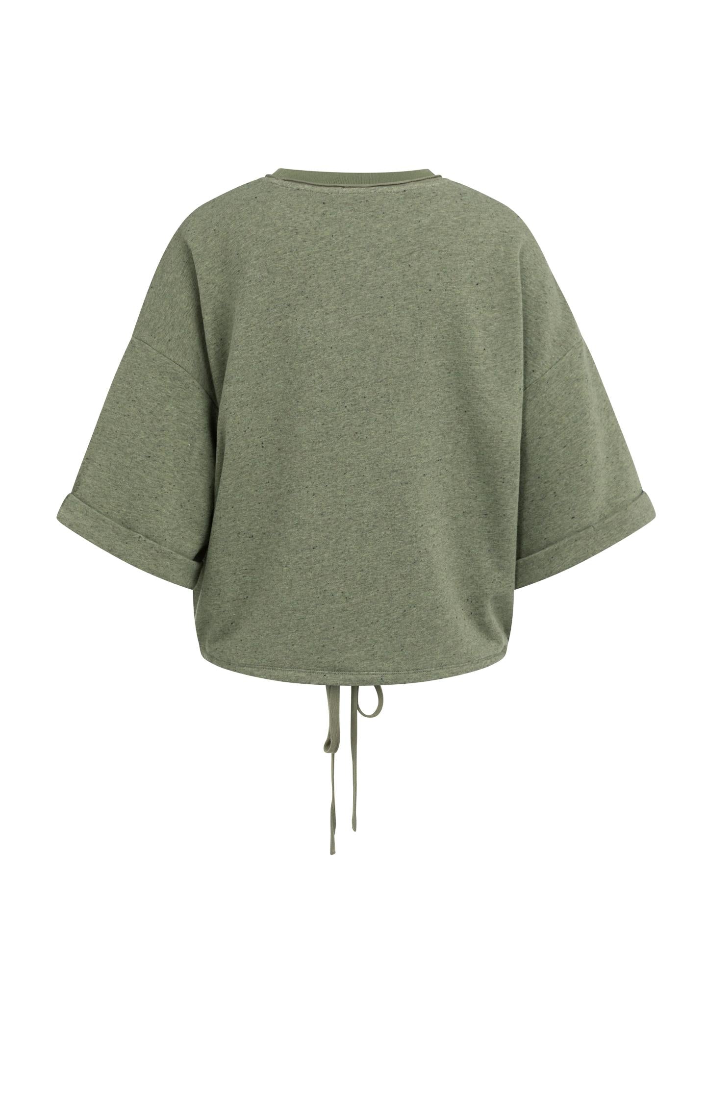 Sweatshirt with rolled cuffs and drawcord