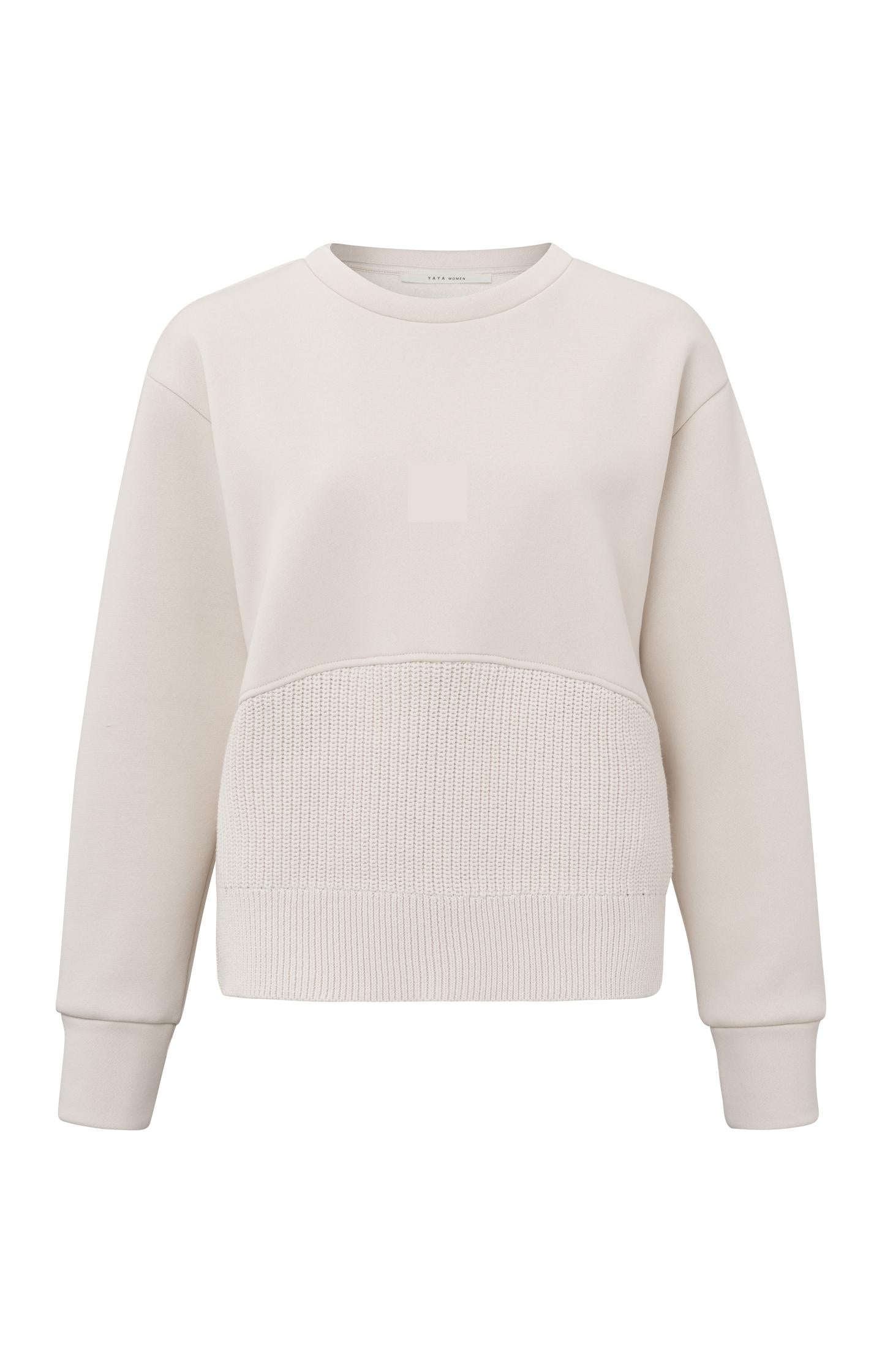 Sweatshirt with round neck, long sleeves and knitted panel - Type: product