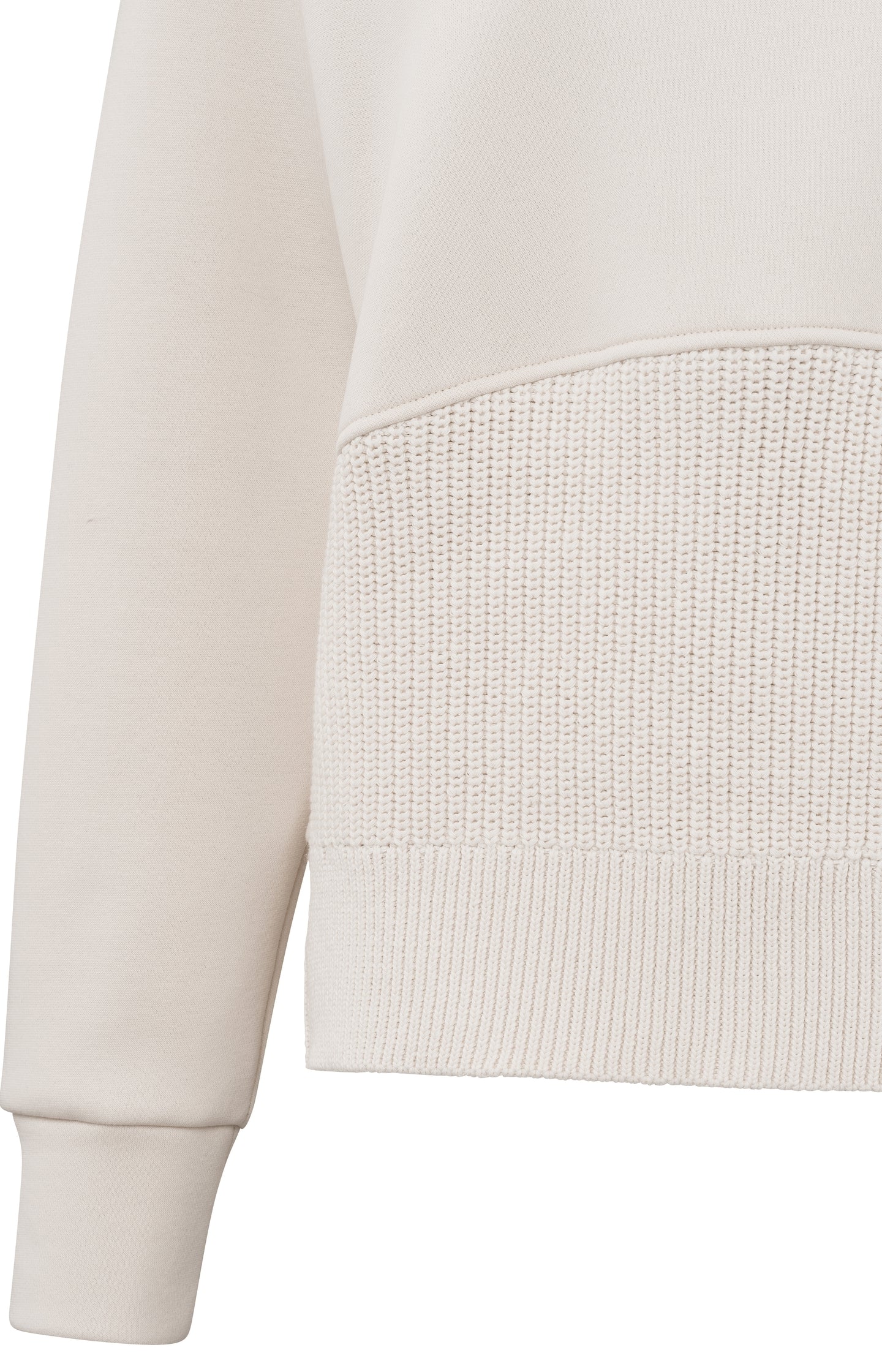 Sweatshirt with round neck, long sleeves and knitted panel