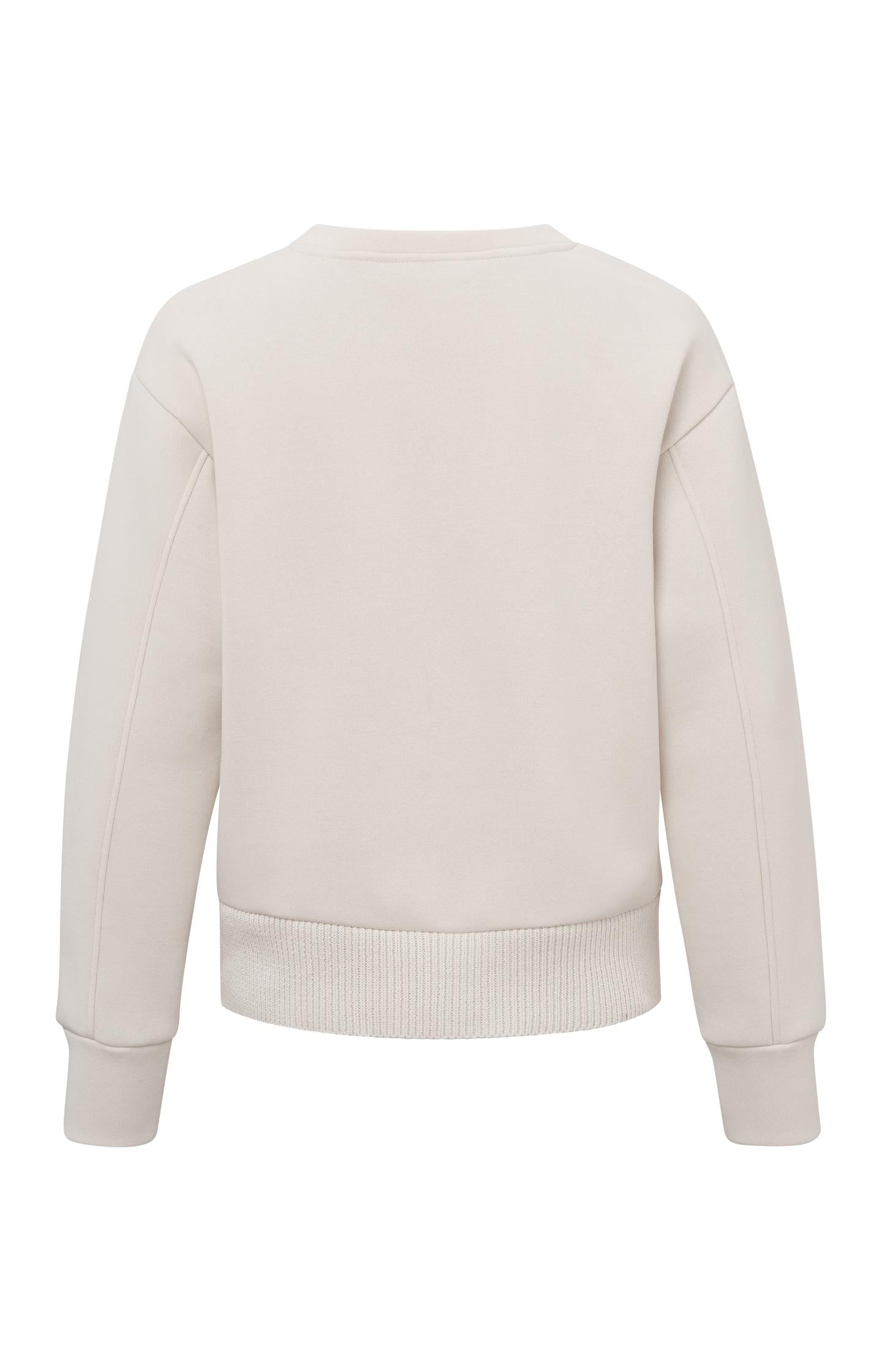 Sweatshirt with round neck, long sleeves and knitted panel