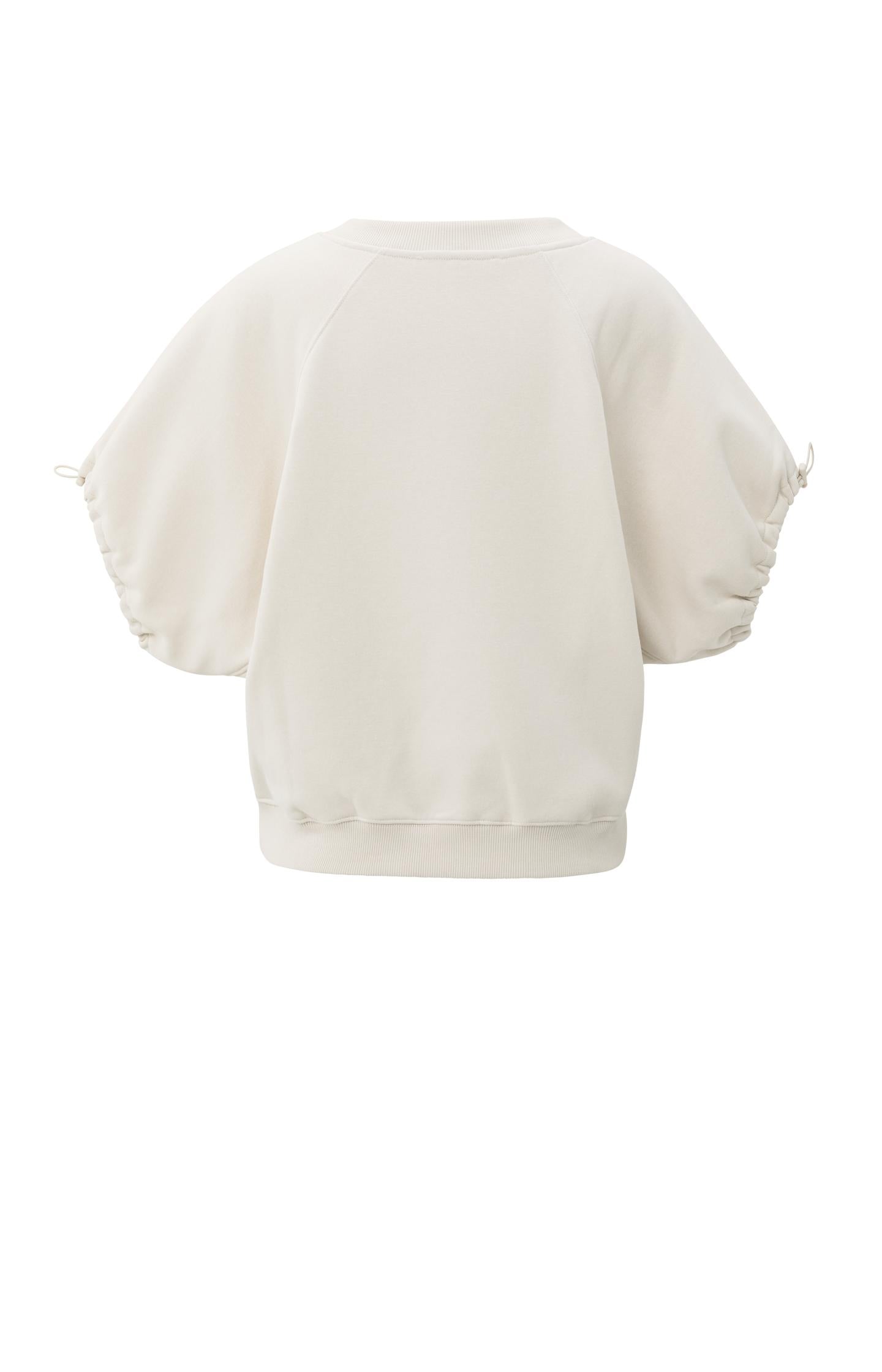 Sweatshirt with V-neck and adjustable sleeve cords