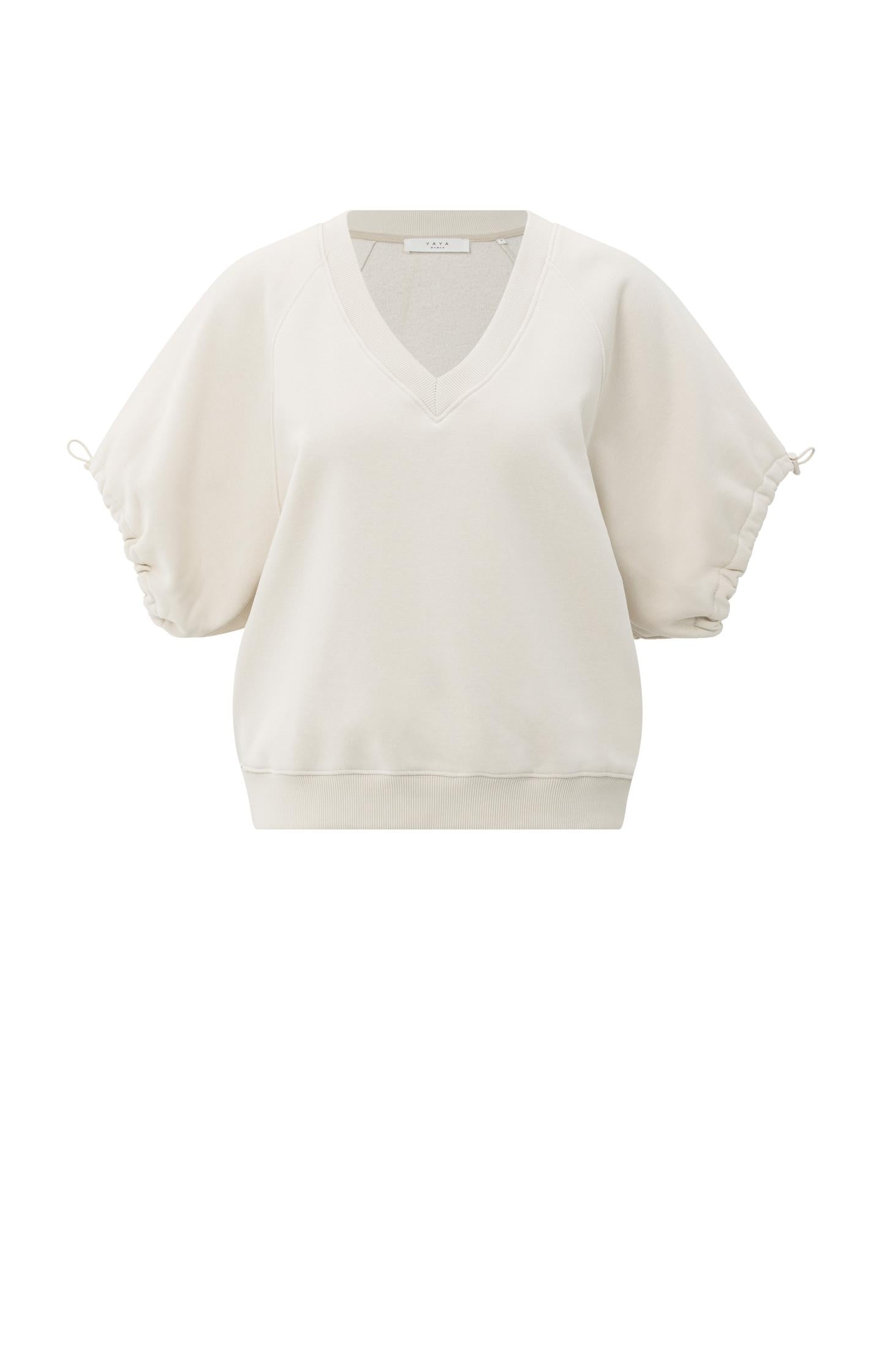 Sweatshirt with V-neck and adjustable sleeve cords - Type: product