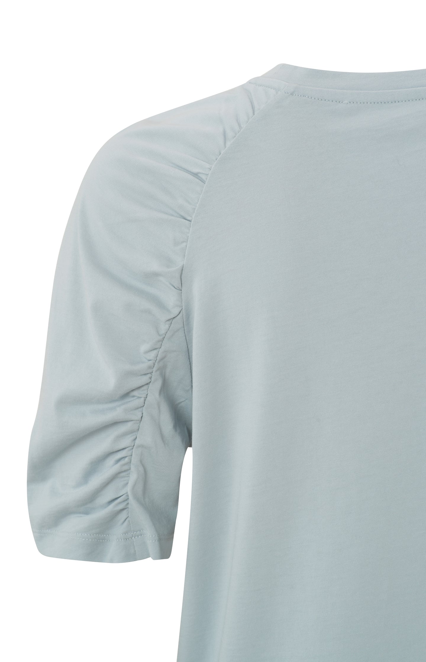 T-shirt with crewneck and gathered mid-length sleeves