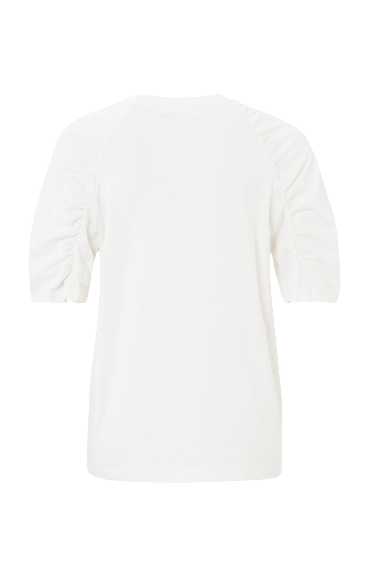 T-shirt with crewneck and gathered mid-length sleeves