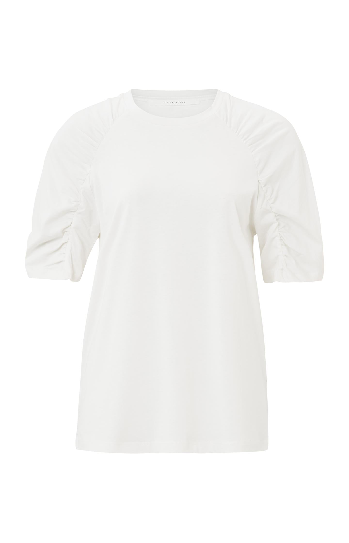 T-shirt with crewneck and gathered mid-length sleeves - Type: product