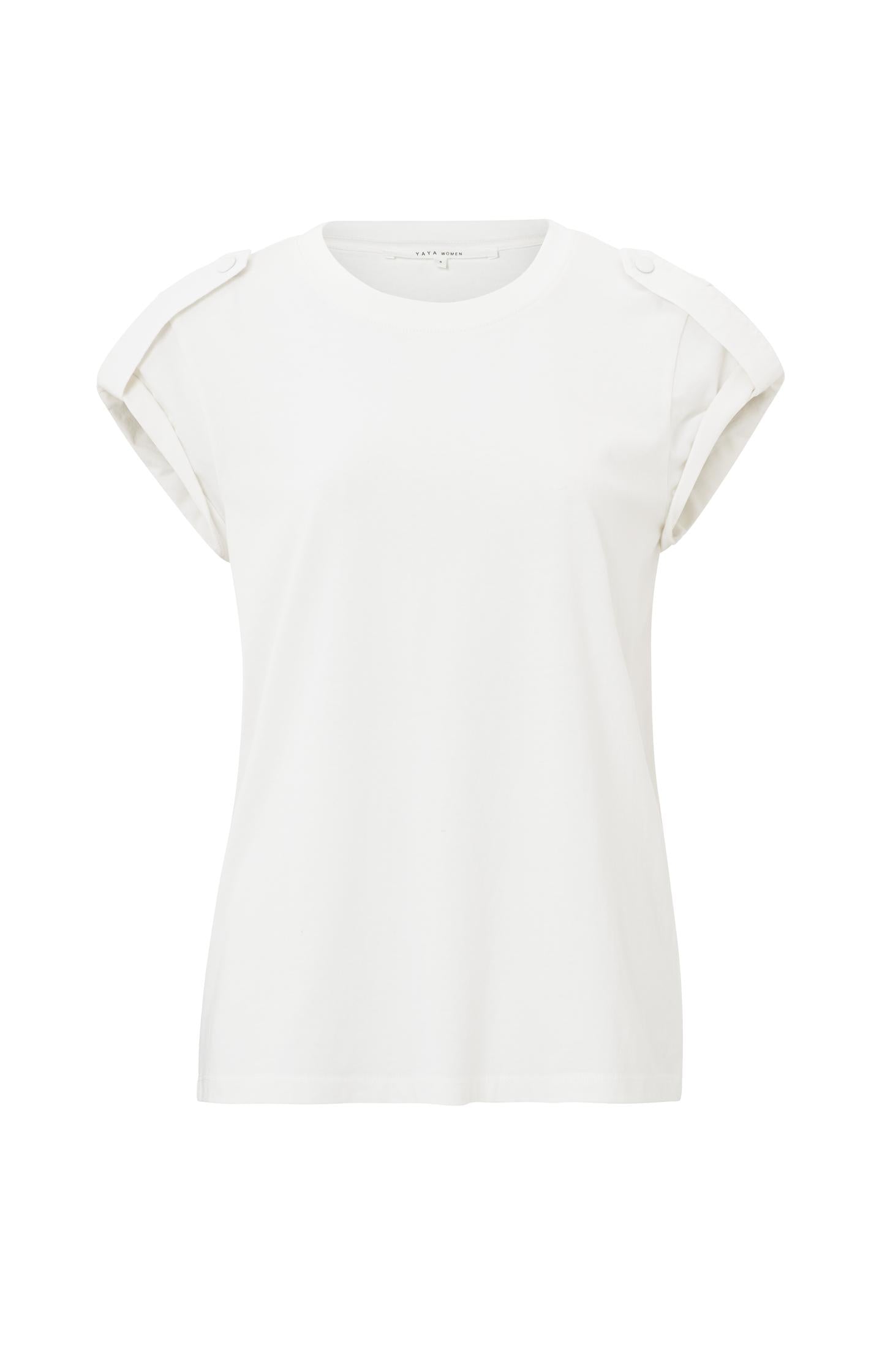 T-shirt with crewneck, short sleeves and shoulder detail - Type: product