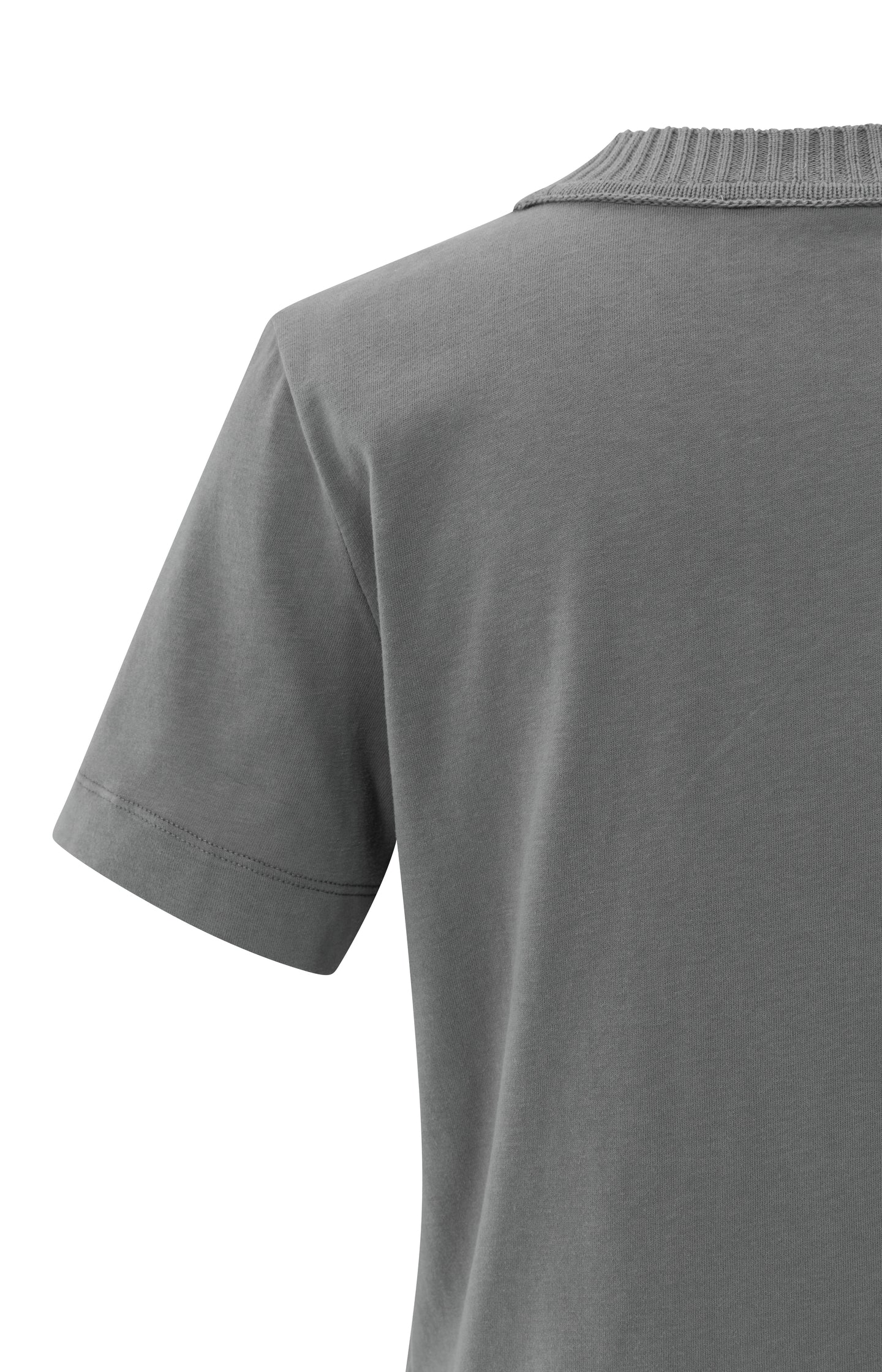 T-shirt with knitted neckline and short sleeves