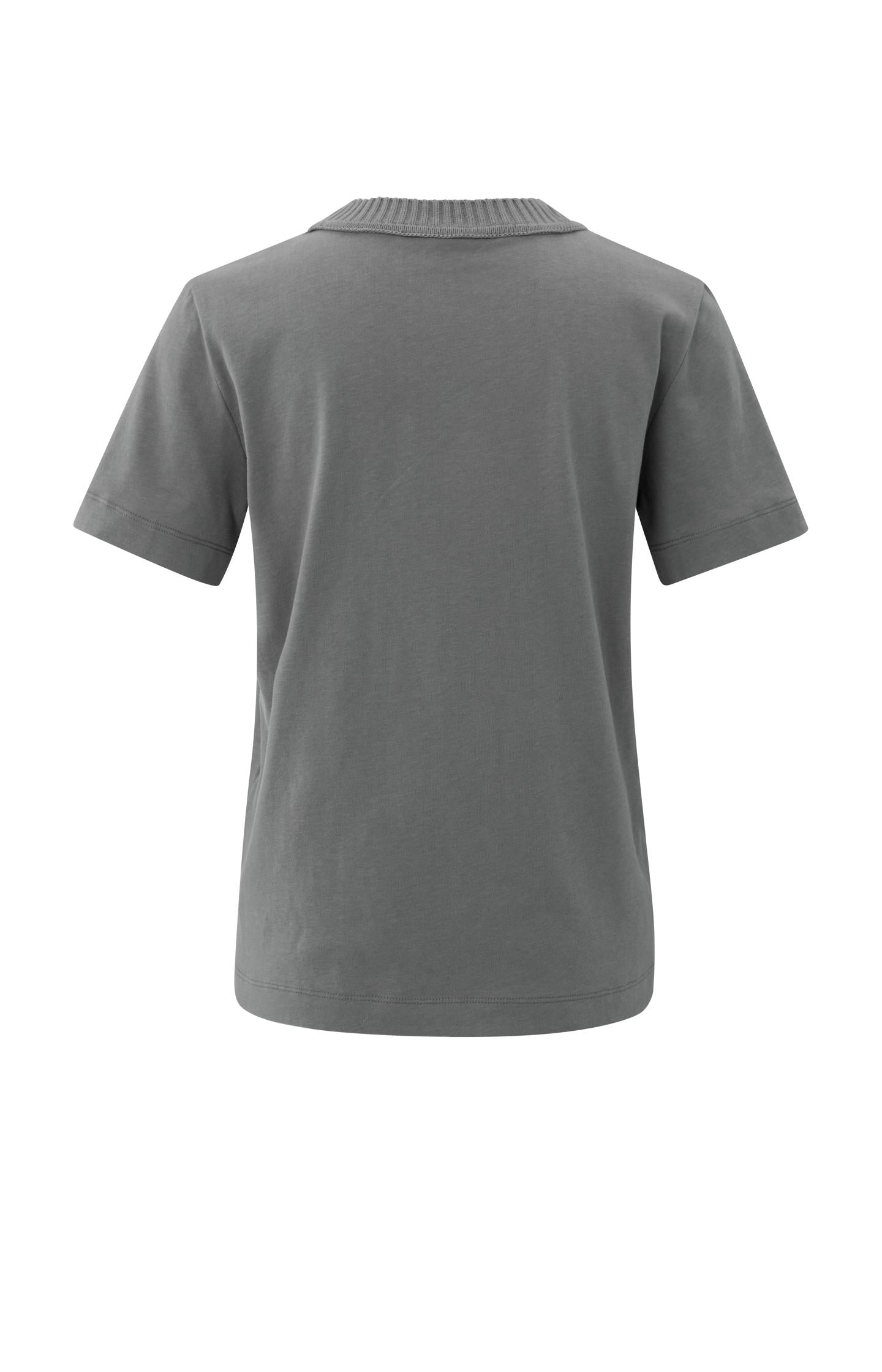 T-shirt with knitted neckline and short sleeves