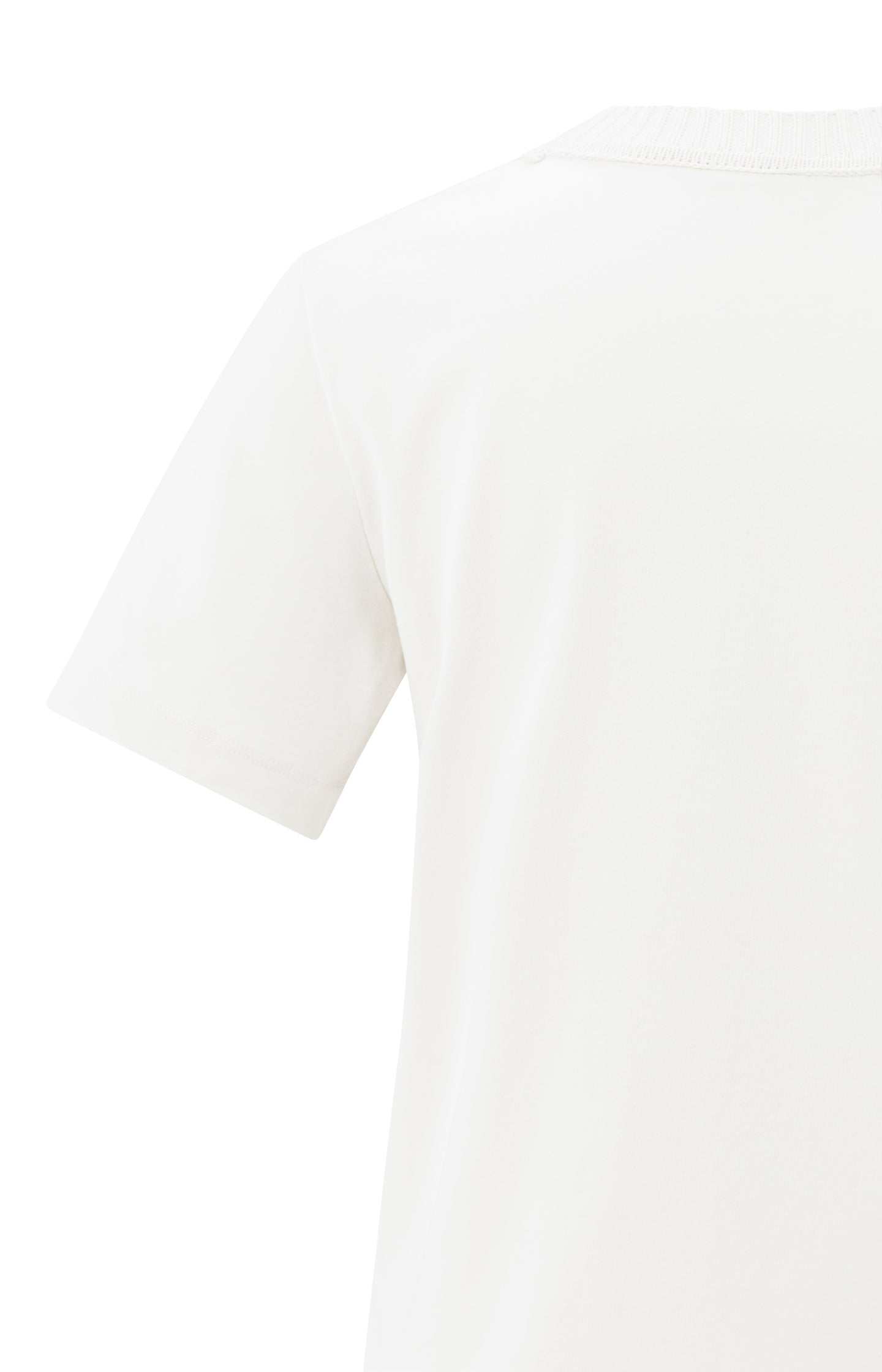 T-shirt with knitted neckline and short sleeves