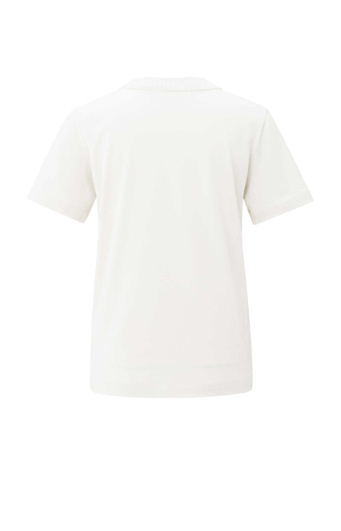 T-shirt with knitted neckline and short sleeves
