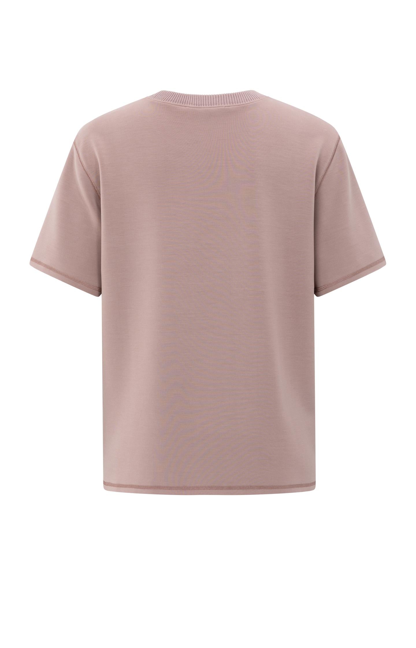 T-shirt with knitted ribbed neckline