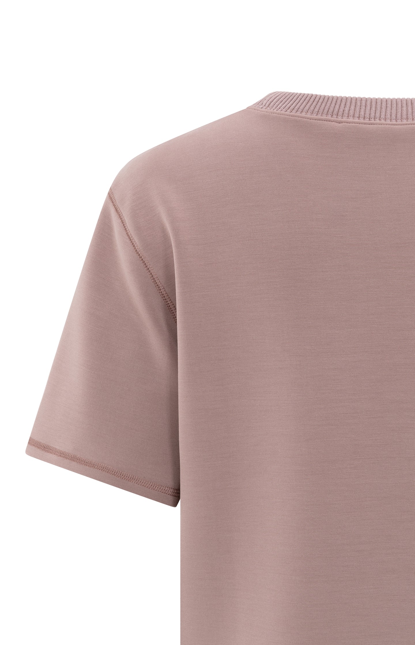 T-shirt with knitted ribbed neckline