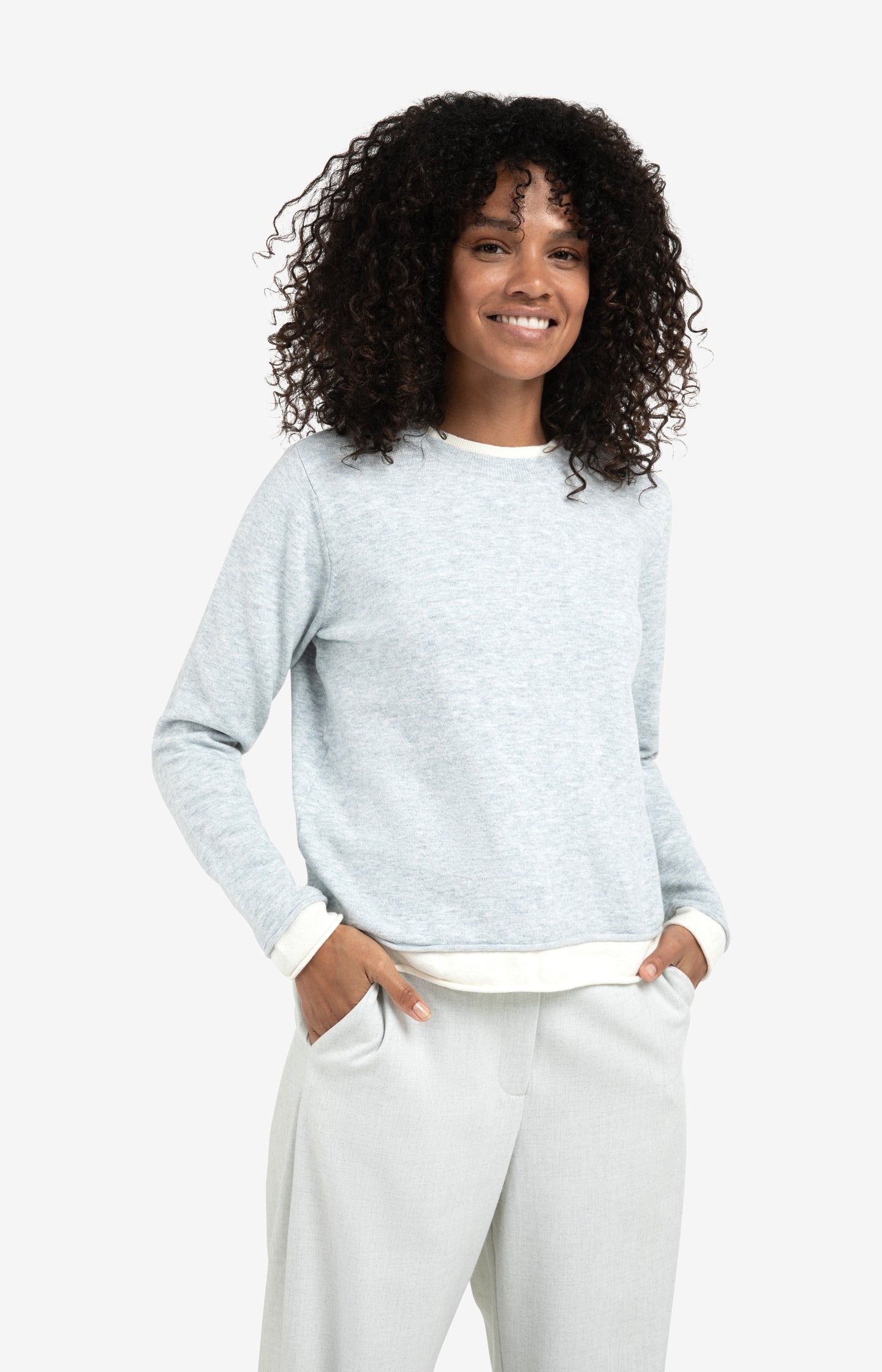 T-shirt with knitted ribbed neckline