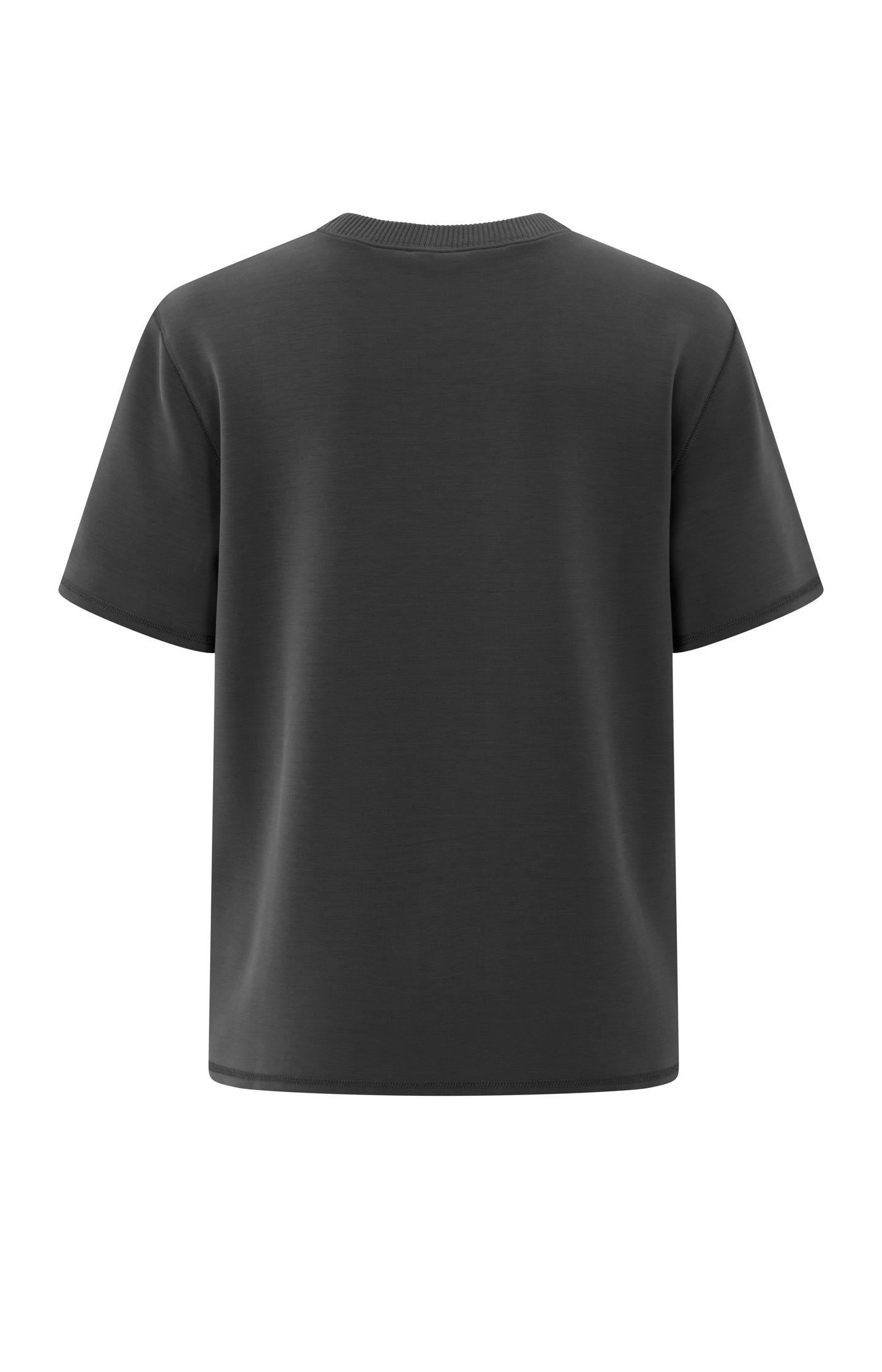 T-shirt with knitted ribbed neckline