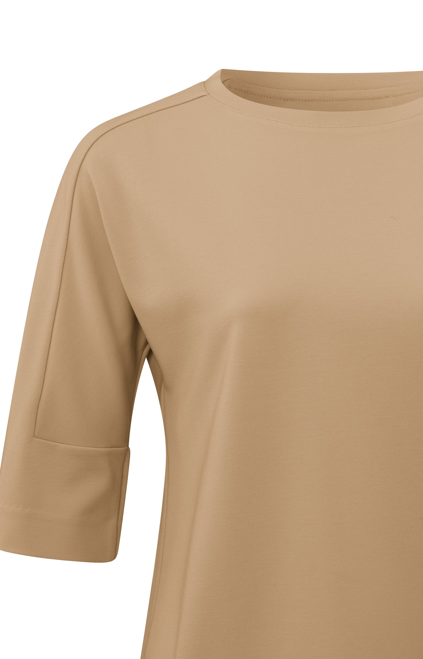 T-shirt with round neck and half long detailed sleeve