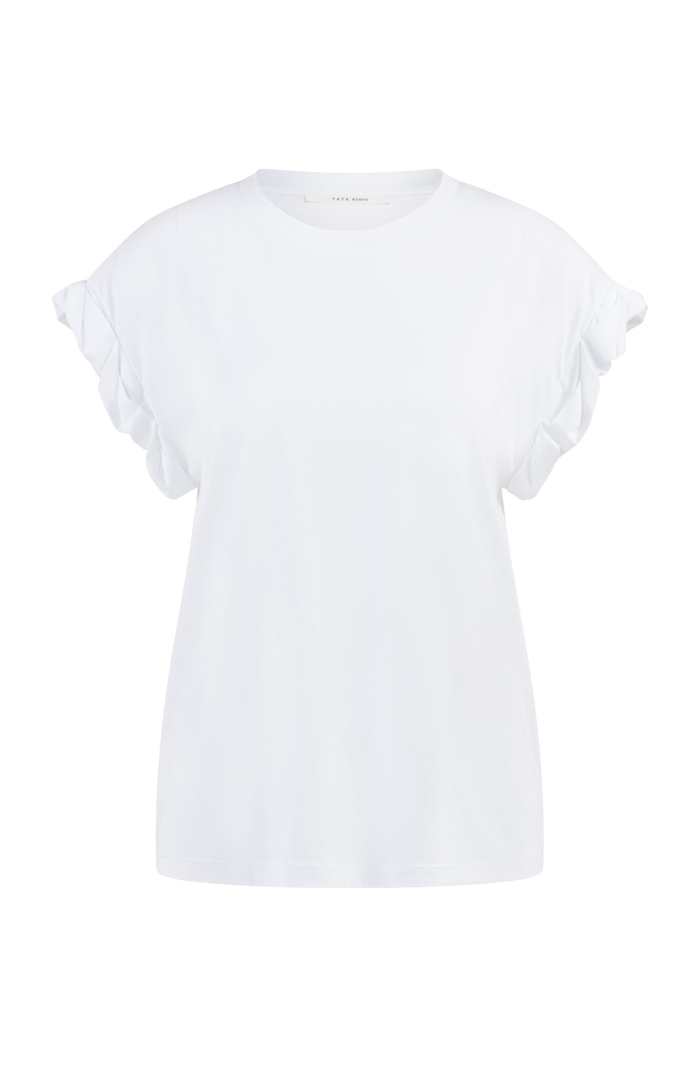 T-shirt with round neck and pleated, rolled-up sleeves - Type: product