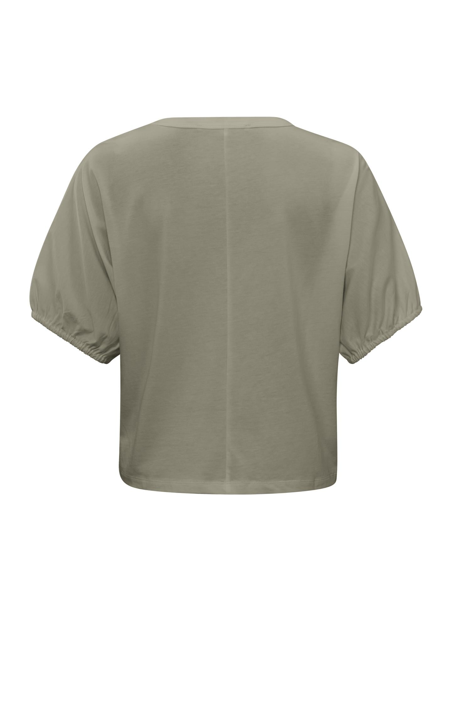 T-shirt with round neck and puff sleeves in regular fit