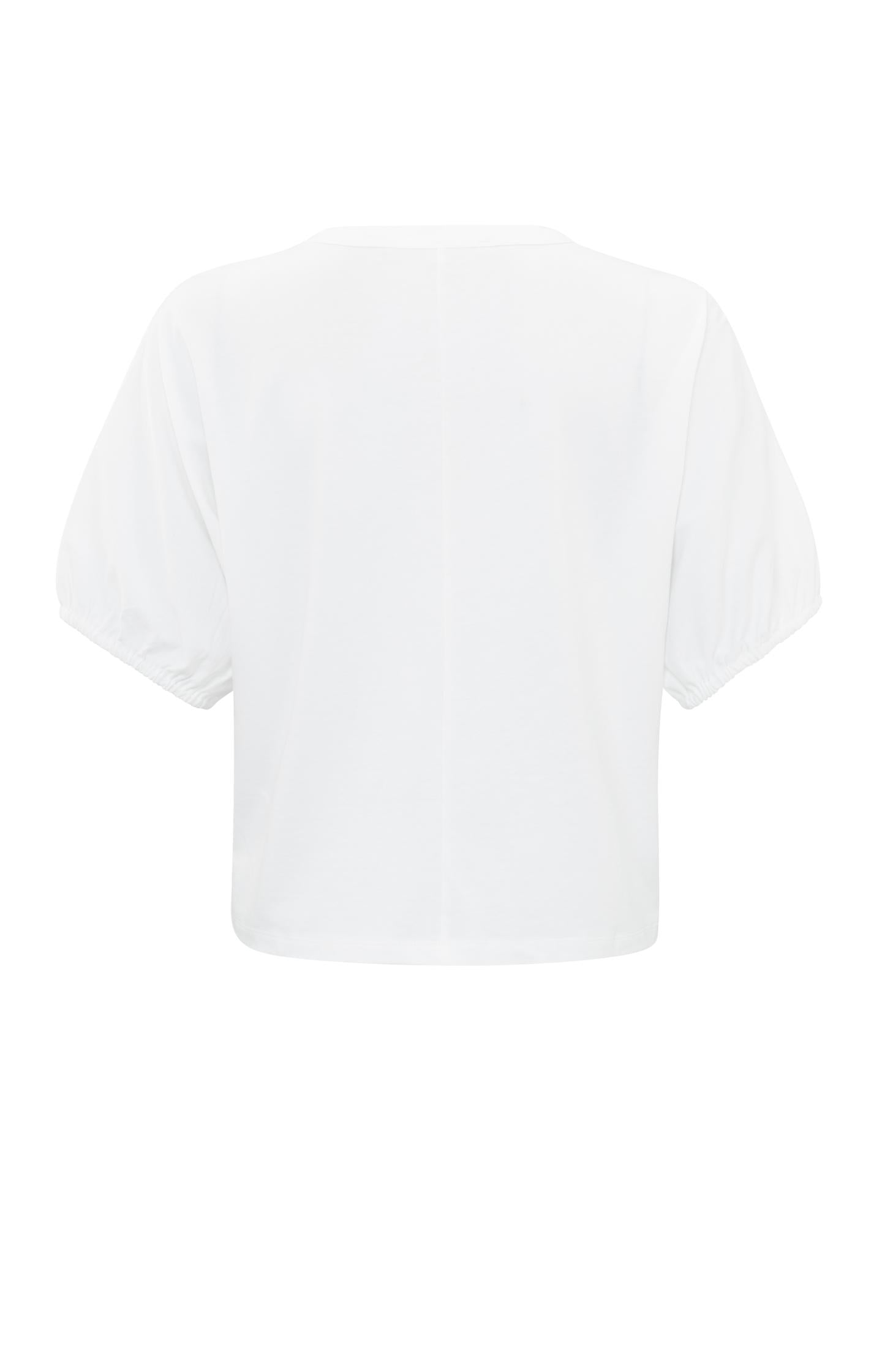 T-shirt with round neck and puff sleeves in regular fit