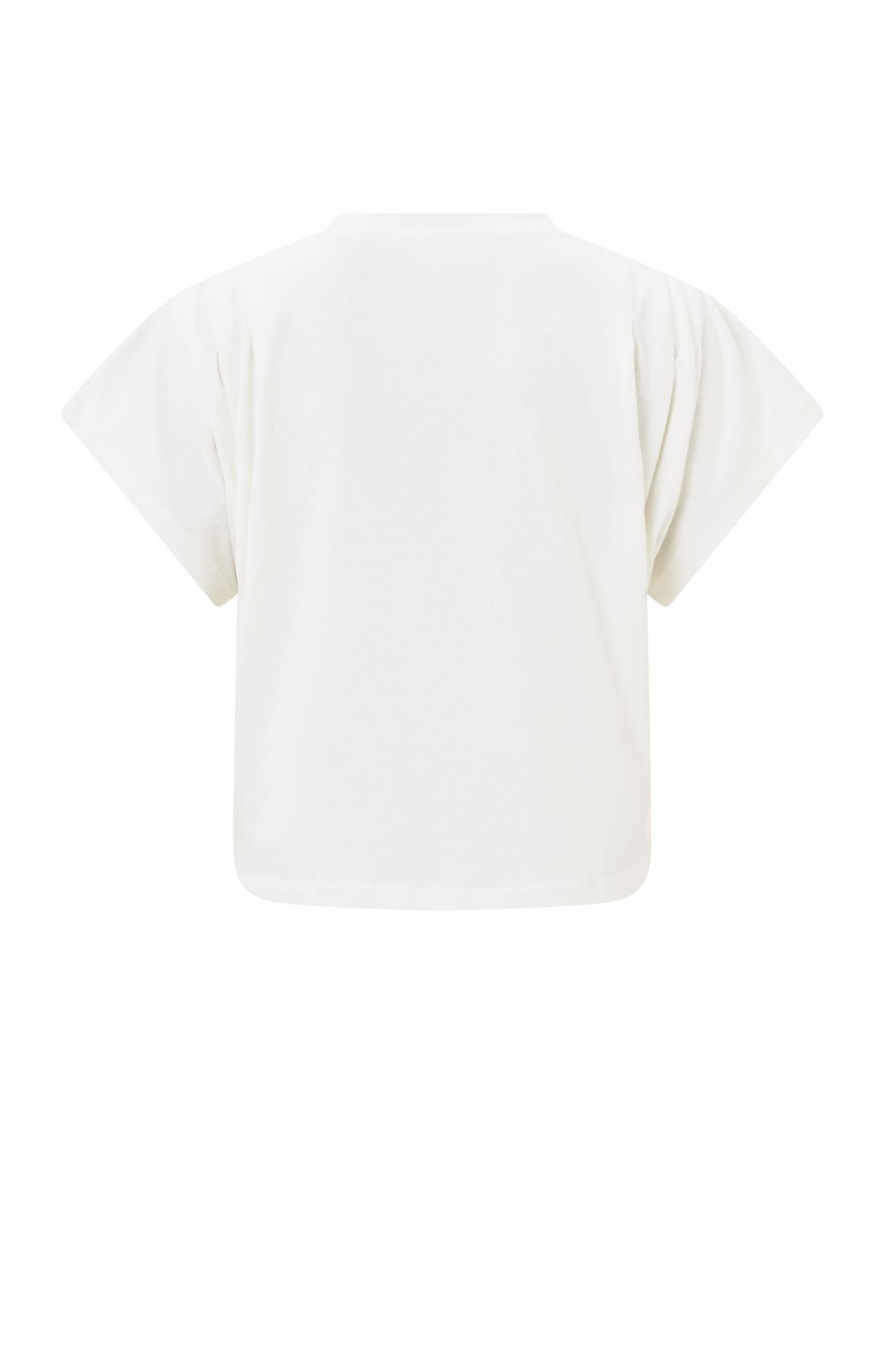 T-shirt with round neck, short sleeves and pleated details