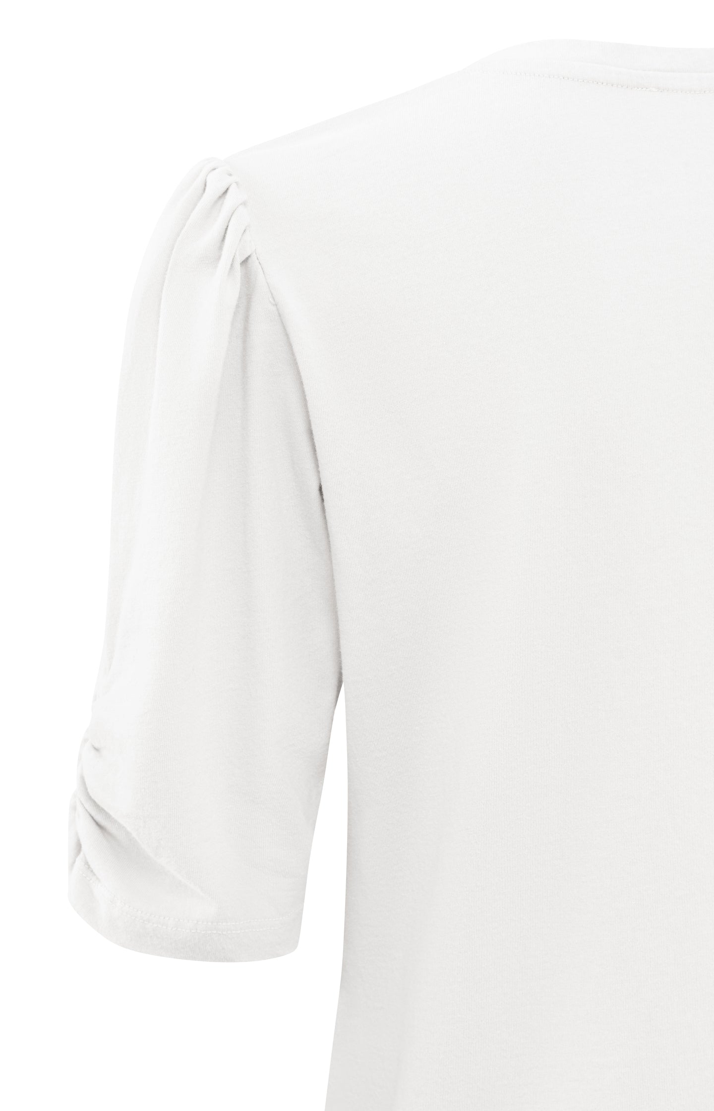 T-shirt with V-neck, half long sleeves and gathered seams - Blanc De Blanc White