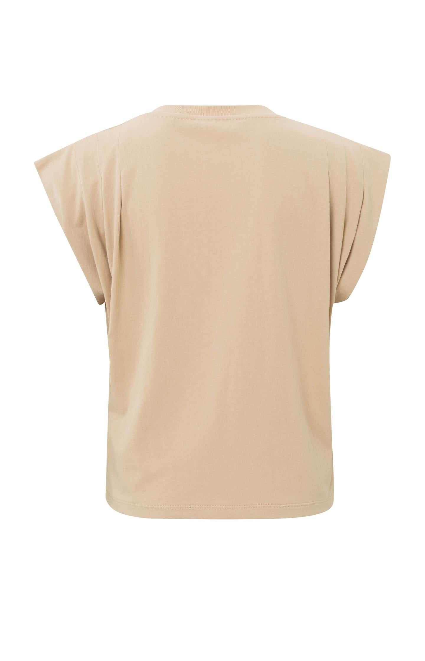 T-shirt with V-neck, short sleeves and pleated details