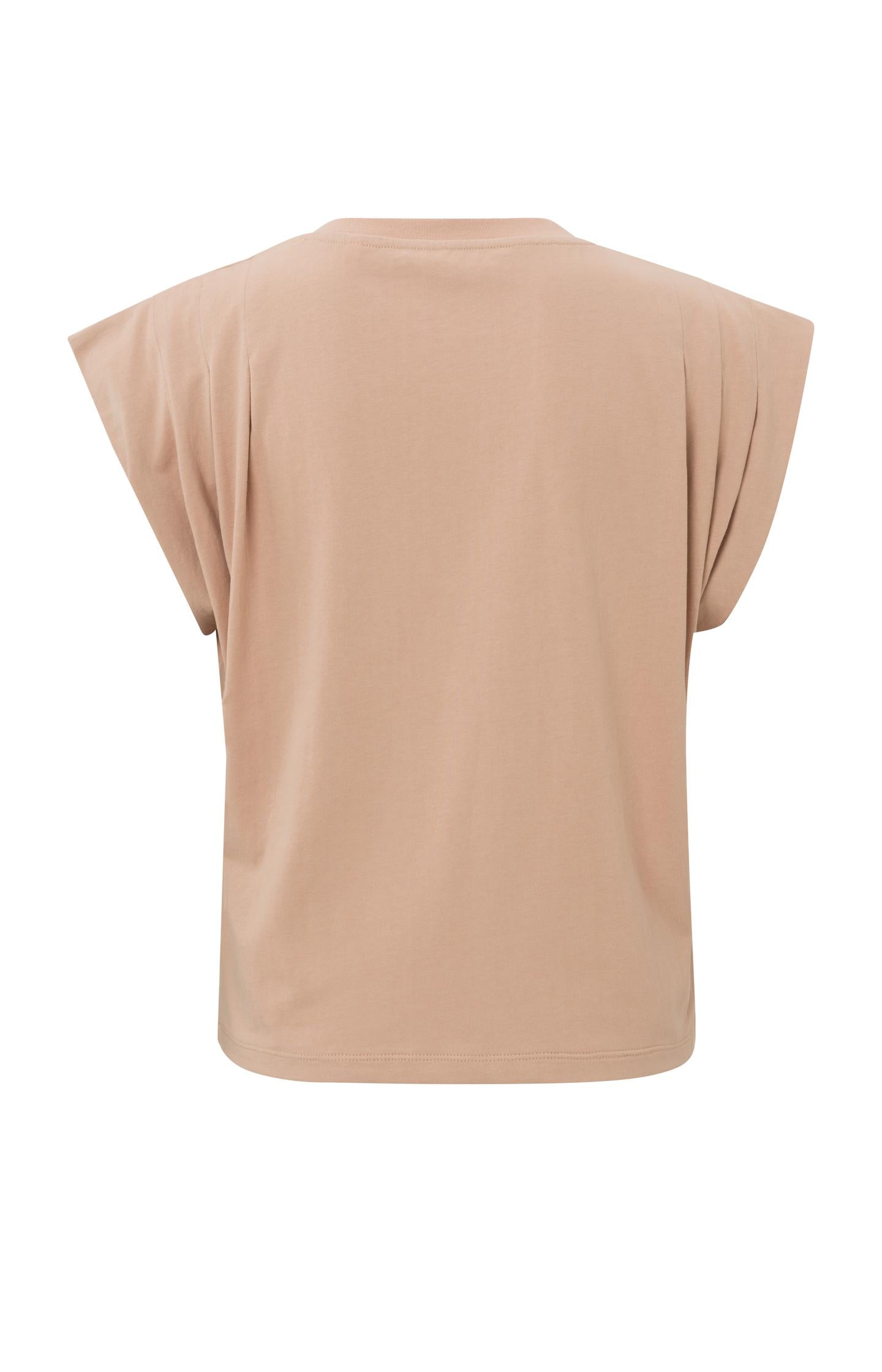 T-shirt with V-neck, short sleeves and pleated details