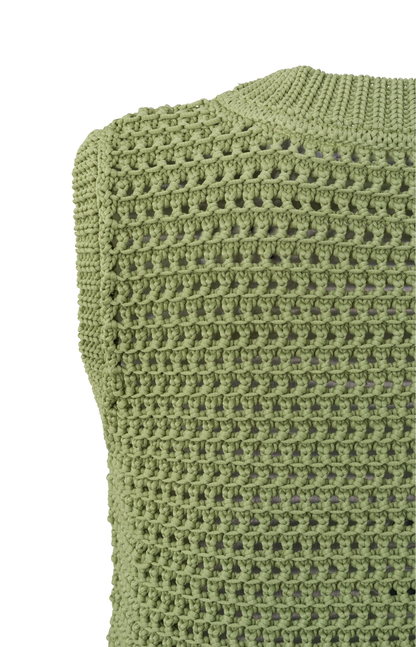 Tape yarn spencer with round neck and ribbed details - Sage Green