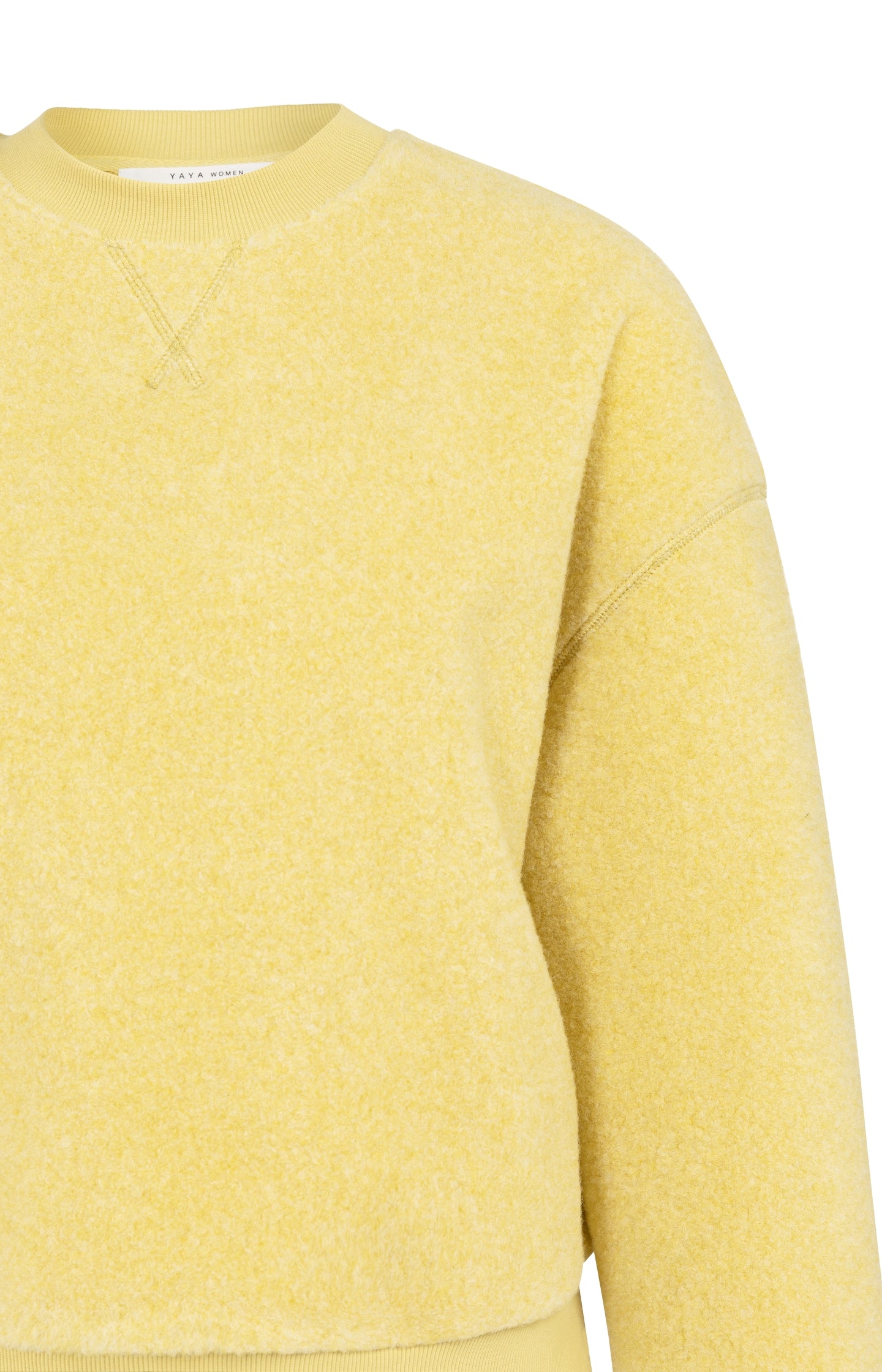 Teddy sweater with ribbed trims and round neckline