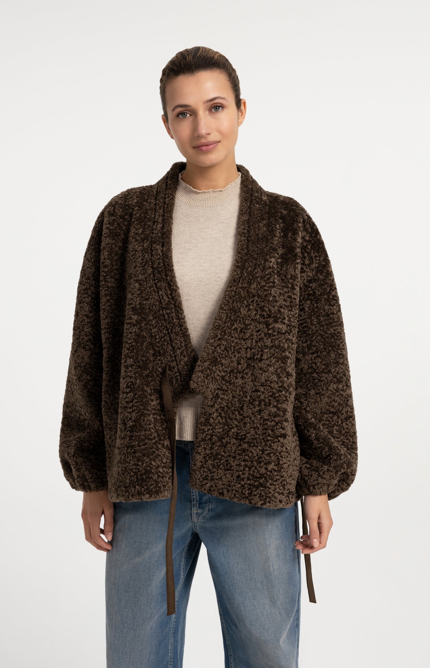 Teddy wrap jacket with tie closure