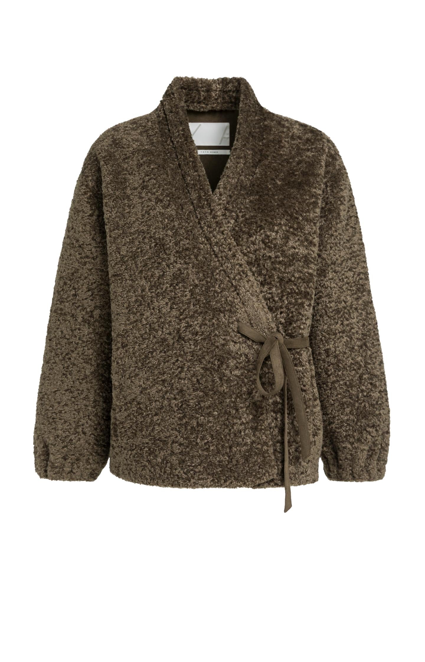Teddyjacke in Wickeloptik mit Bindegürtel