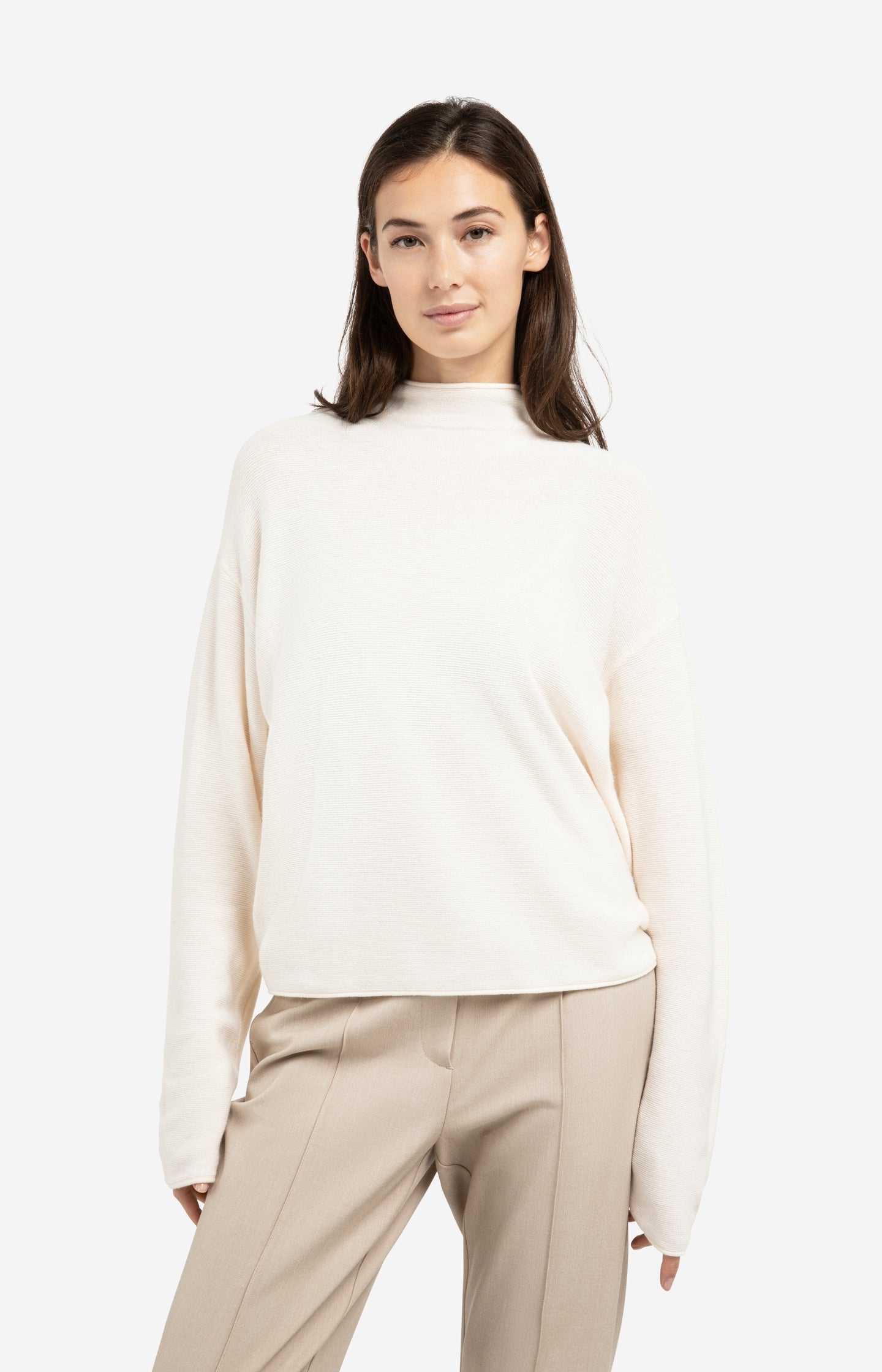 Textured knit sweater with buttoned back - Type: lookbook