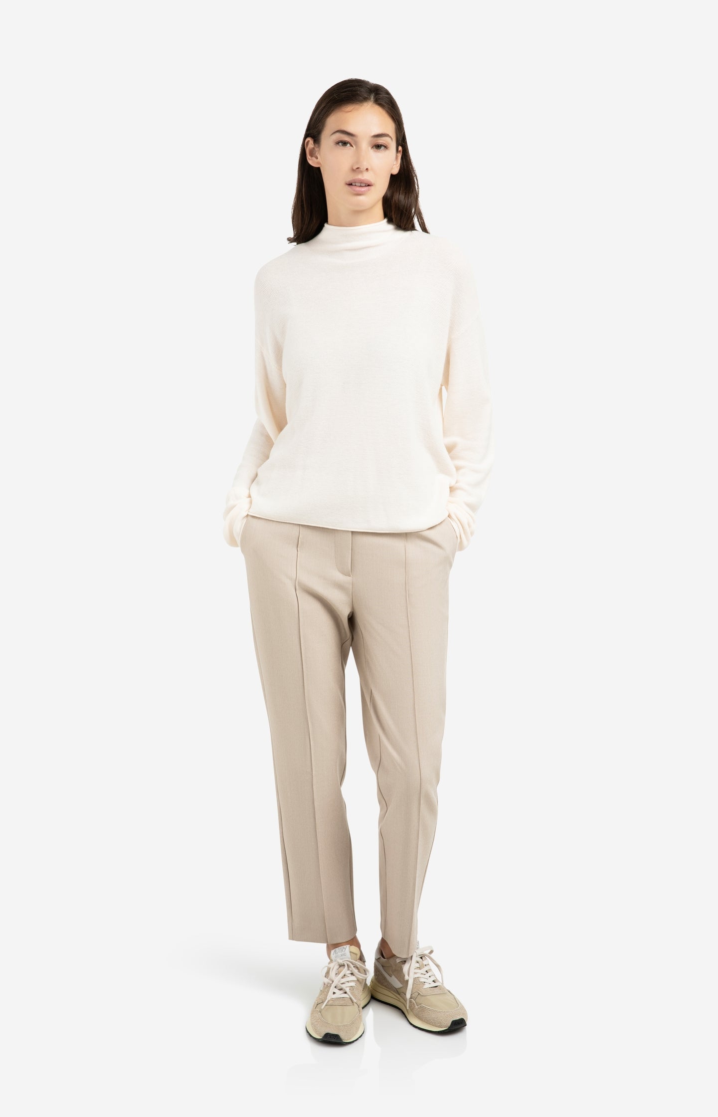 Textured knit sweater with buttoned back - Type: lookbook